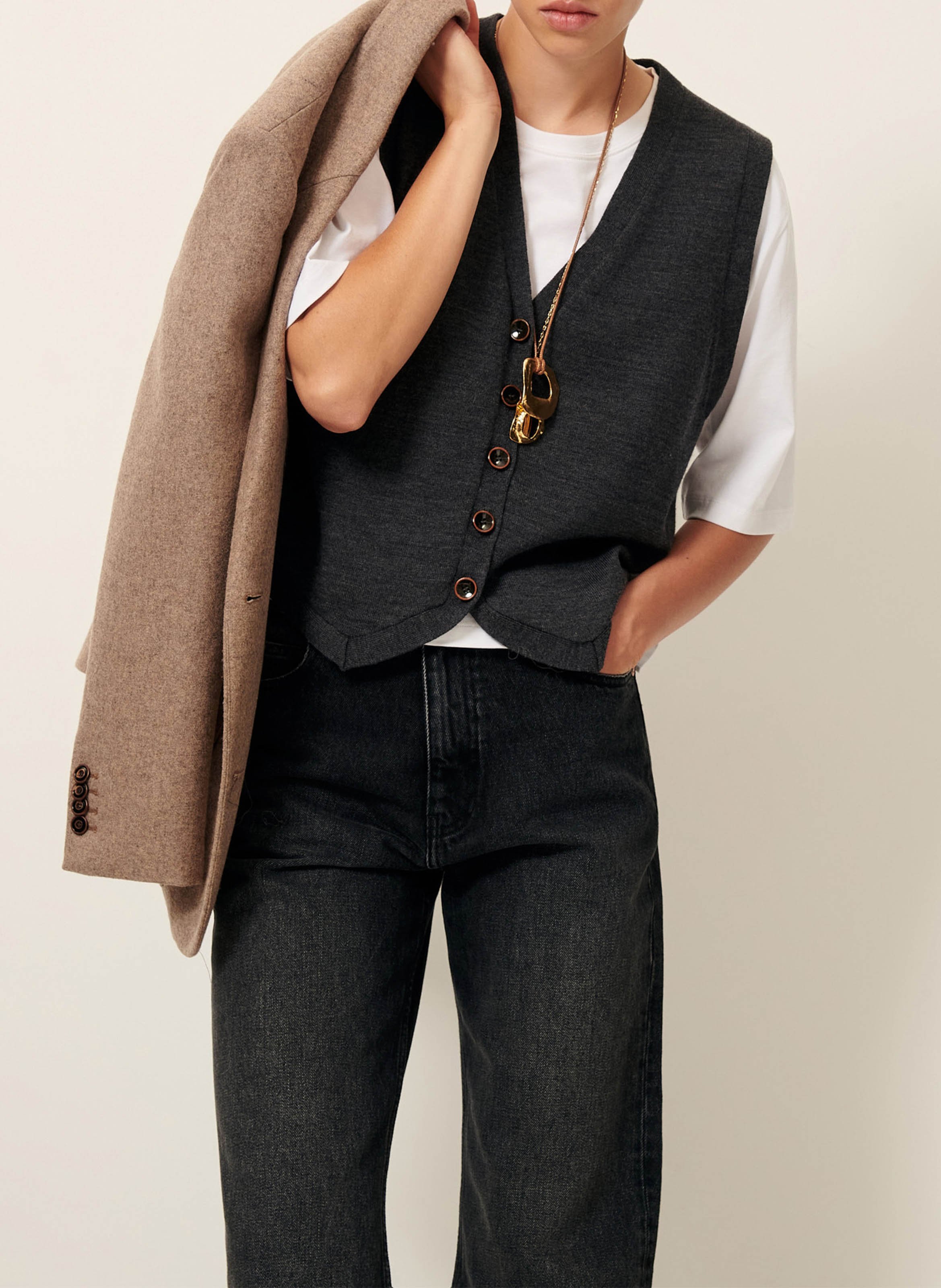 Svenland V-neck wool cardigan SESSUN Grey