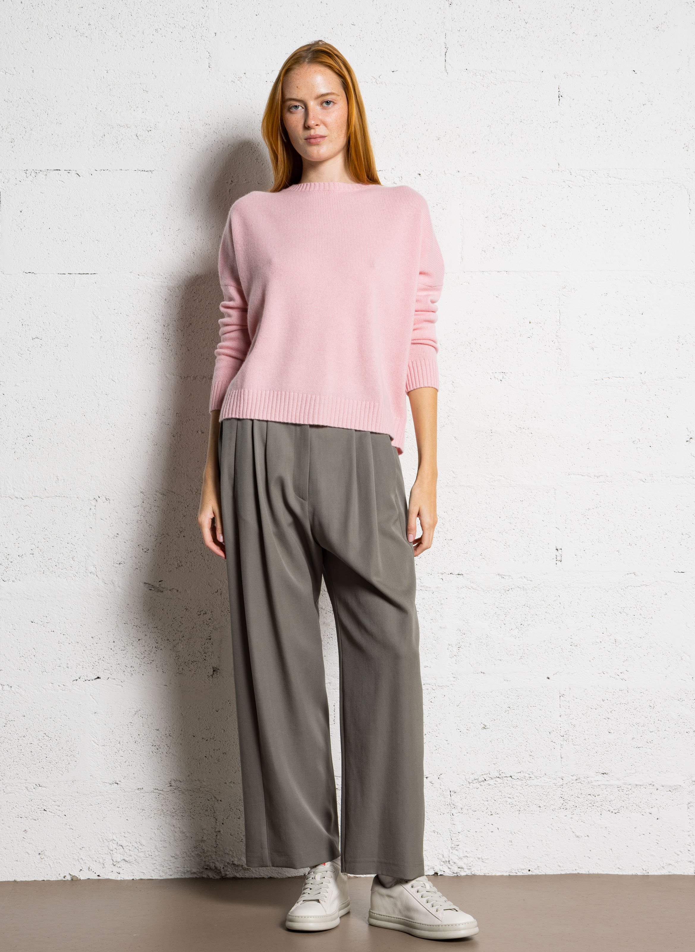 Pull col rond oversize en cachemire KUJTEN Rose