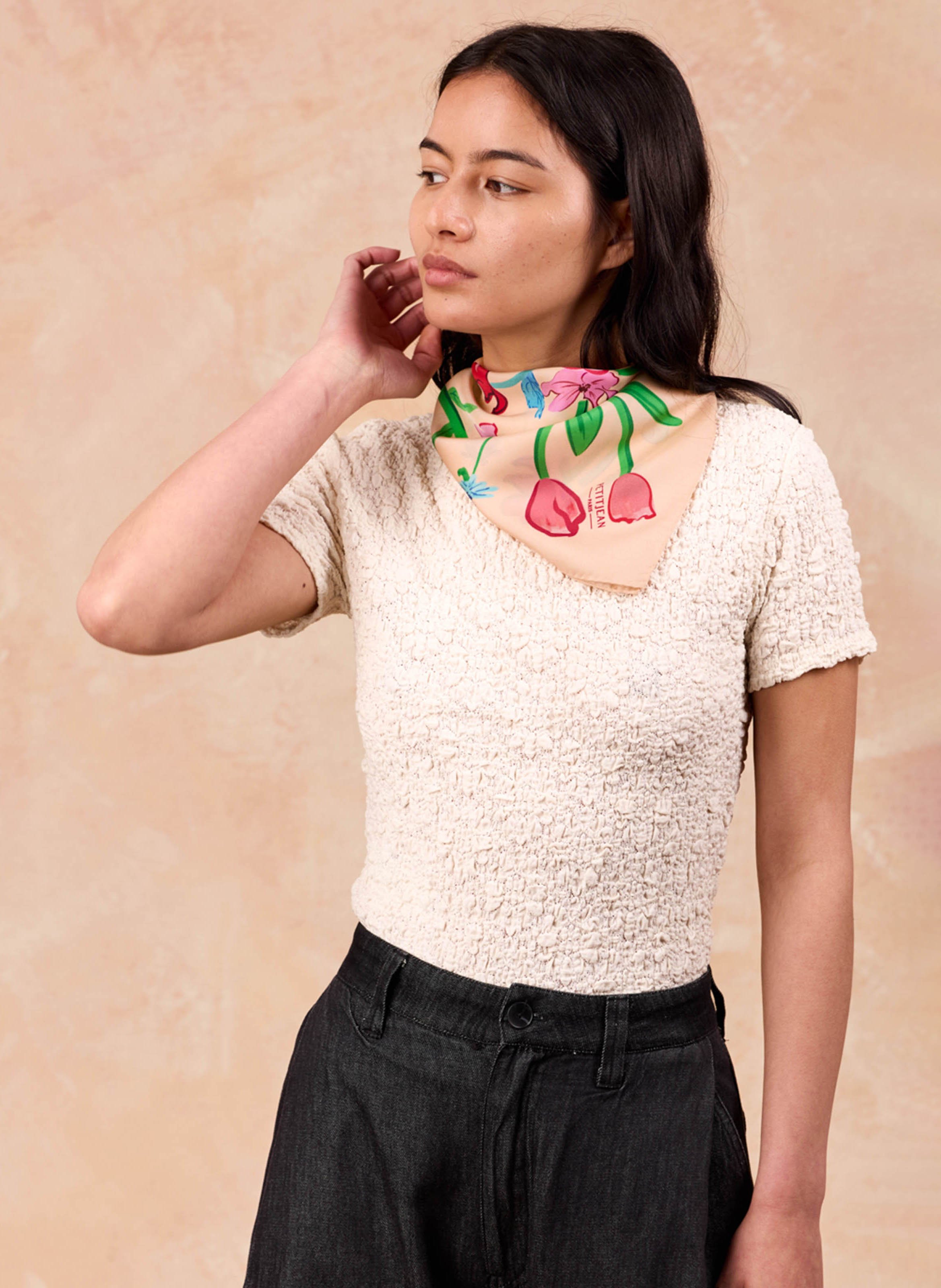 Floaty silk scarf PETITJEAN PARIS Pink