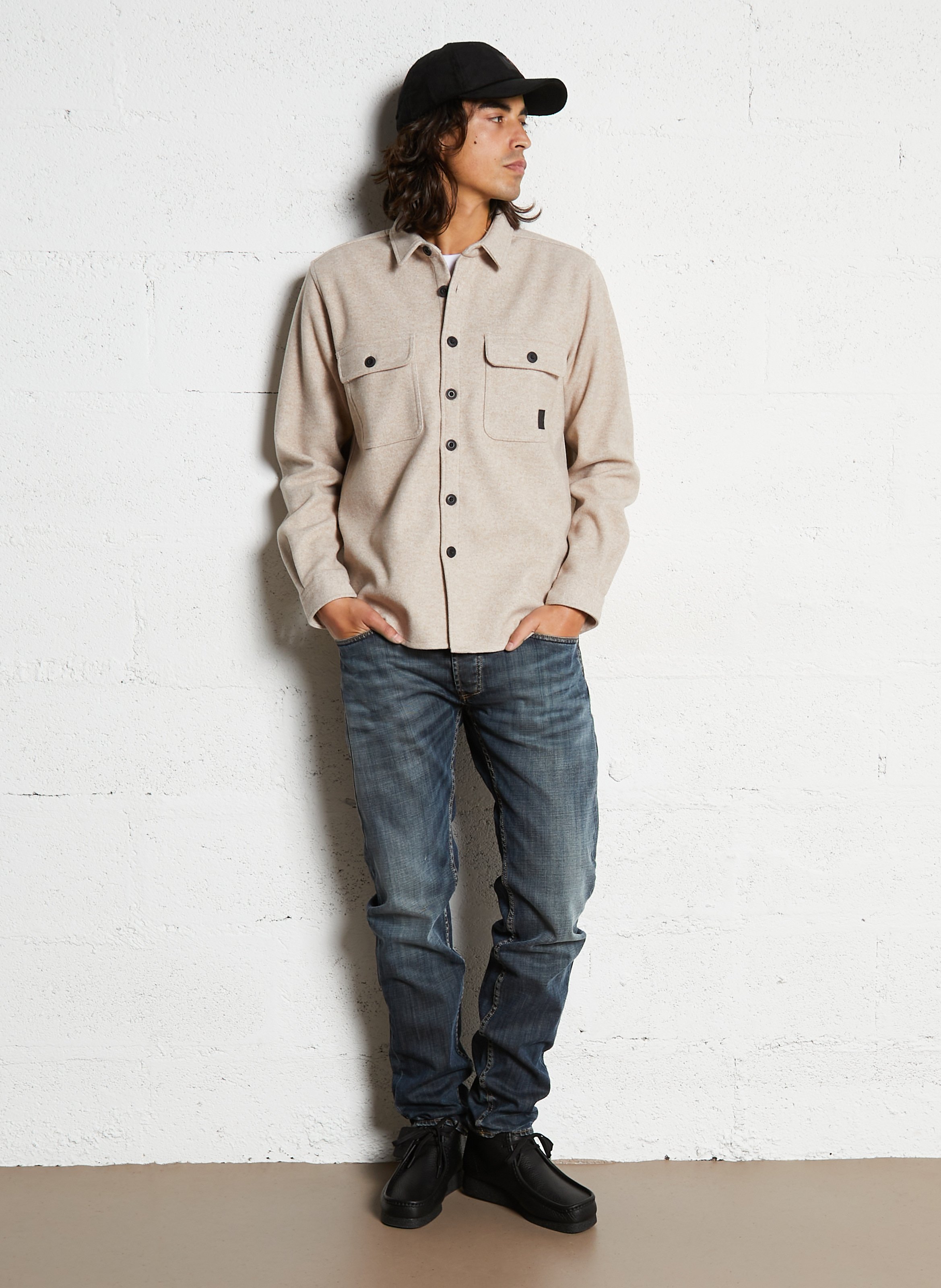 Cotton overshirt with classic collar LE TEMPS DES CERISES Green