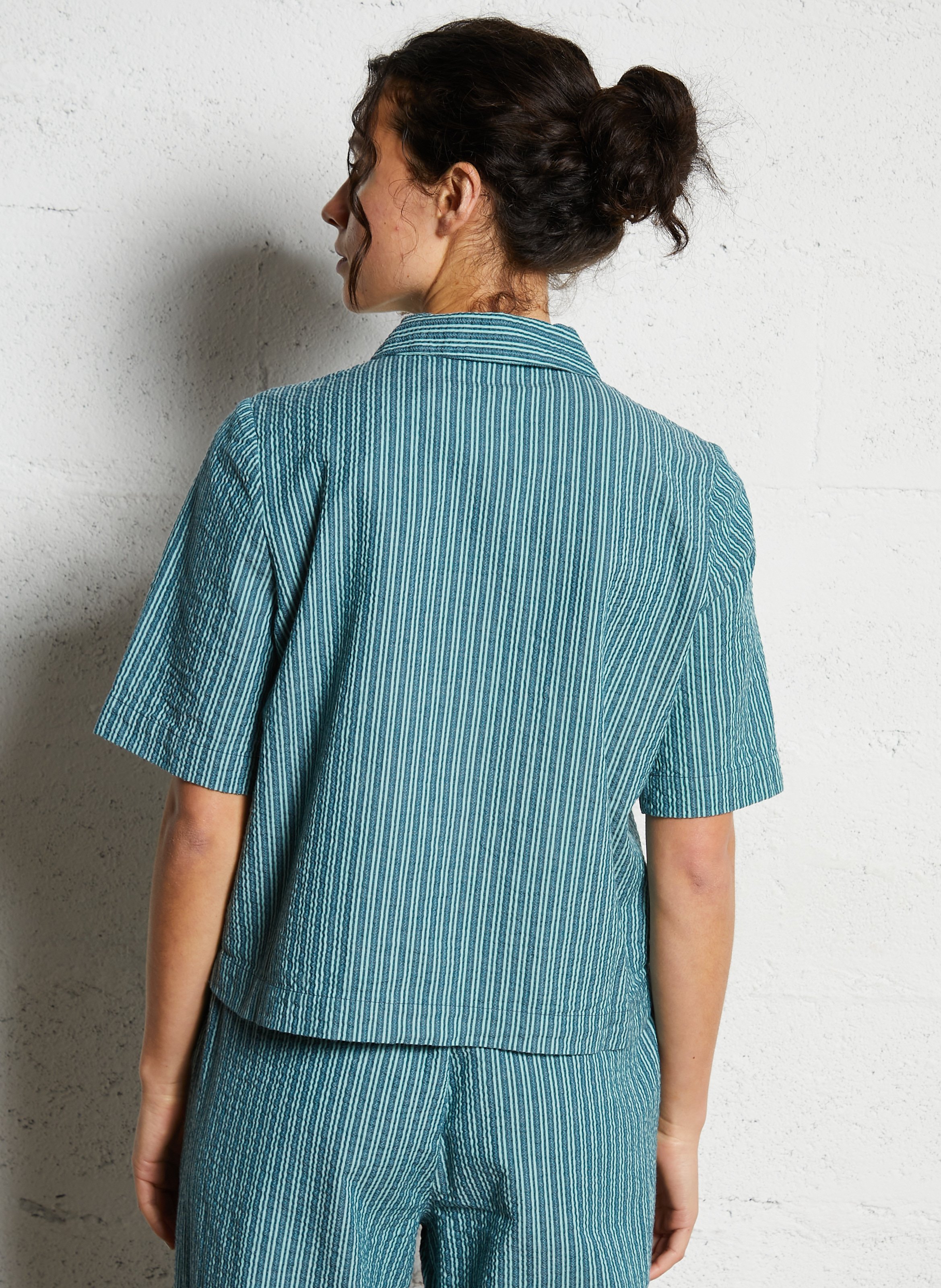 Pantalon large en coton NICE THINGS Bleu