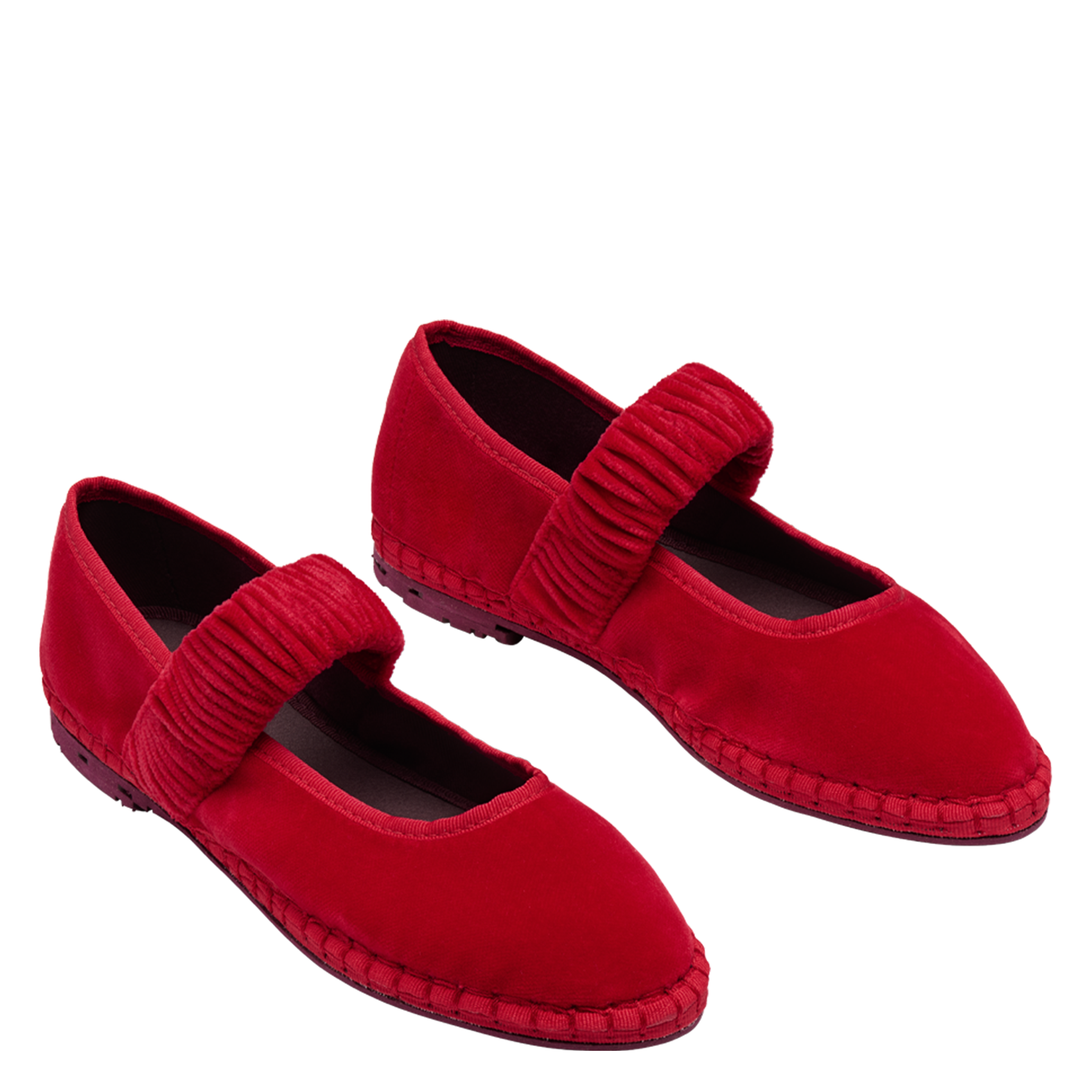 Cotton velvet ballet flats FLABELUS Red