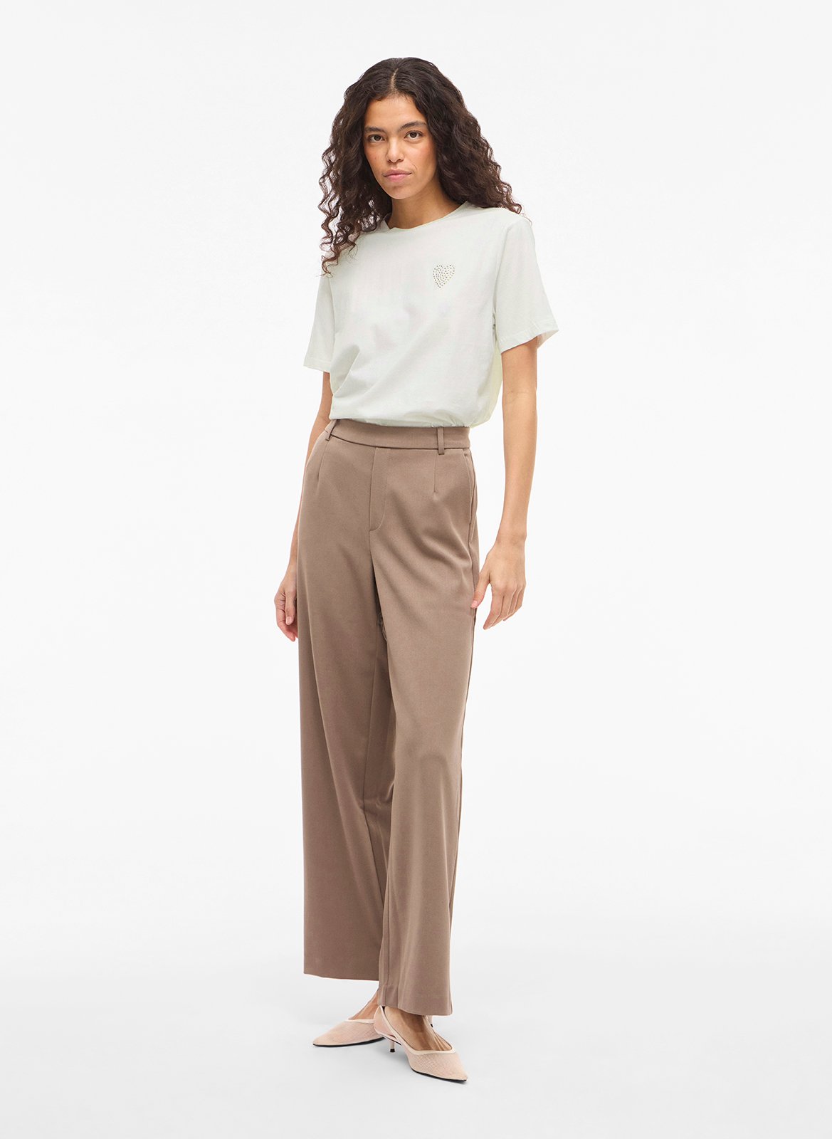 Tee-shirt droit col rond en coton mélangé VILA Blanc