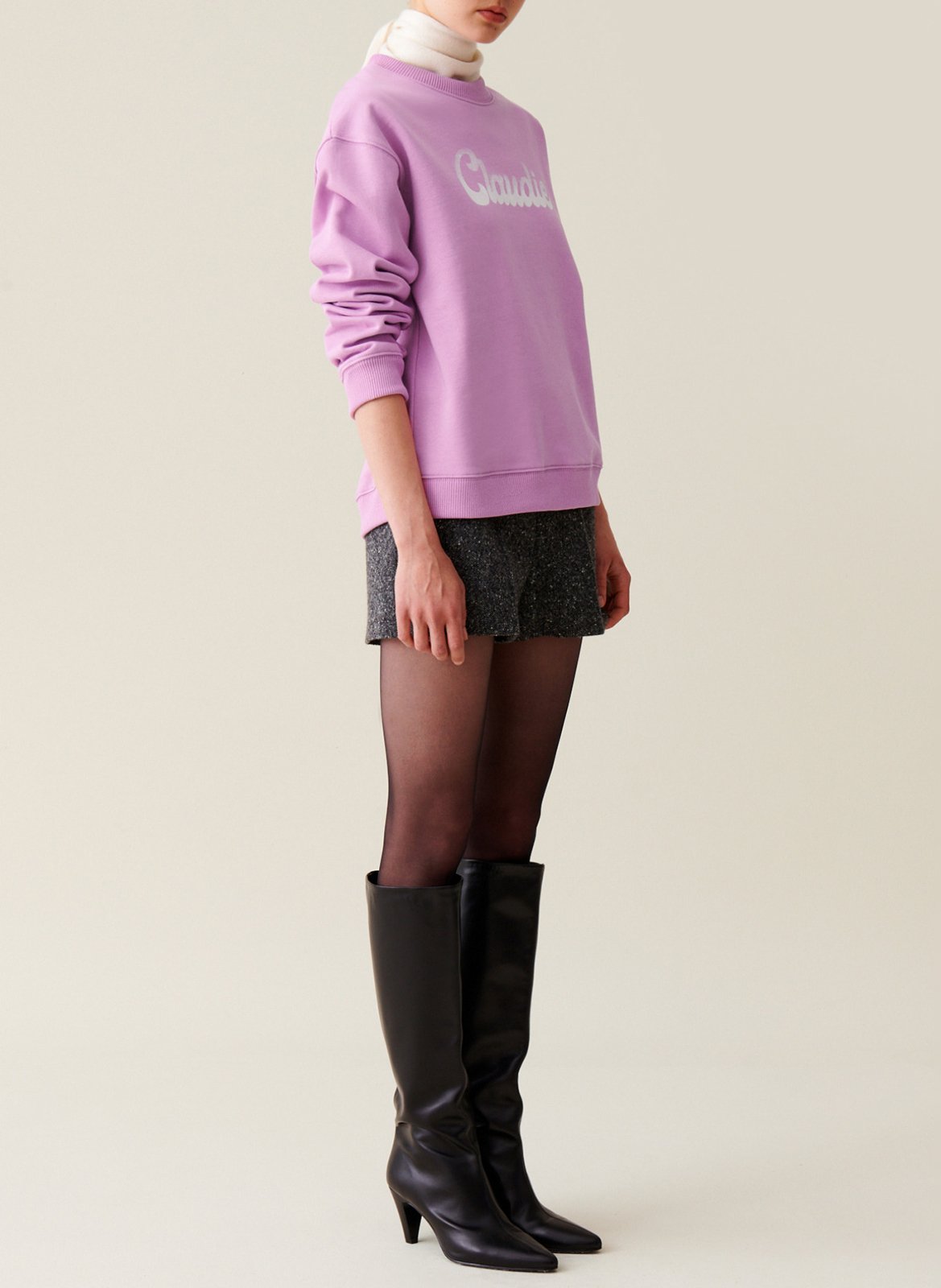 Sweatshirt ample imprimé en coton CLAUDIE PIERLOT Rose