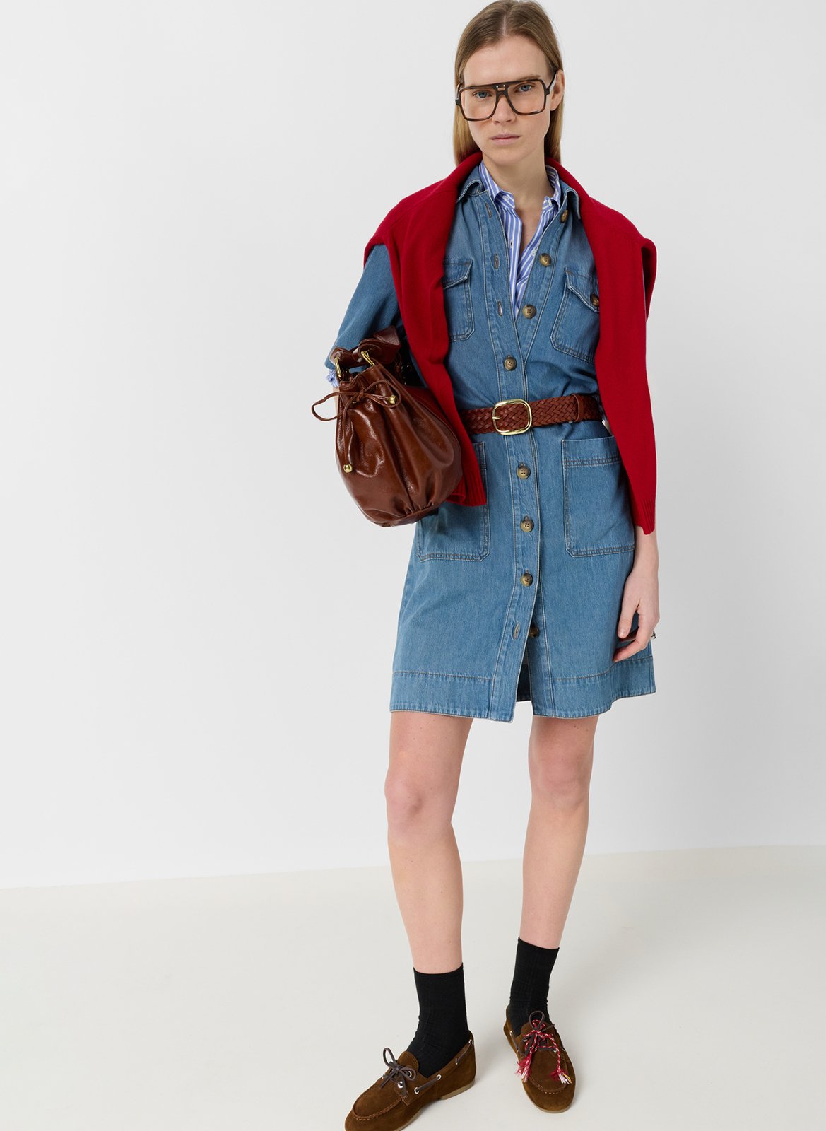 Robe courte droite boutonnée denim GERARD DAREL Bleu