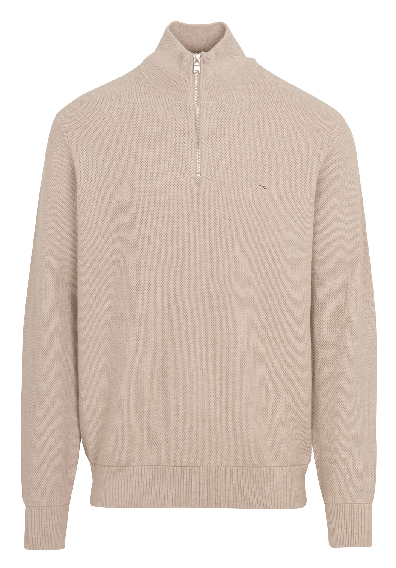 Gerade geschnittener Pullover mit Stehkragen aus bestickter Baumwolle EDEN PARK Beige