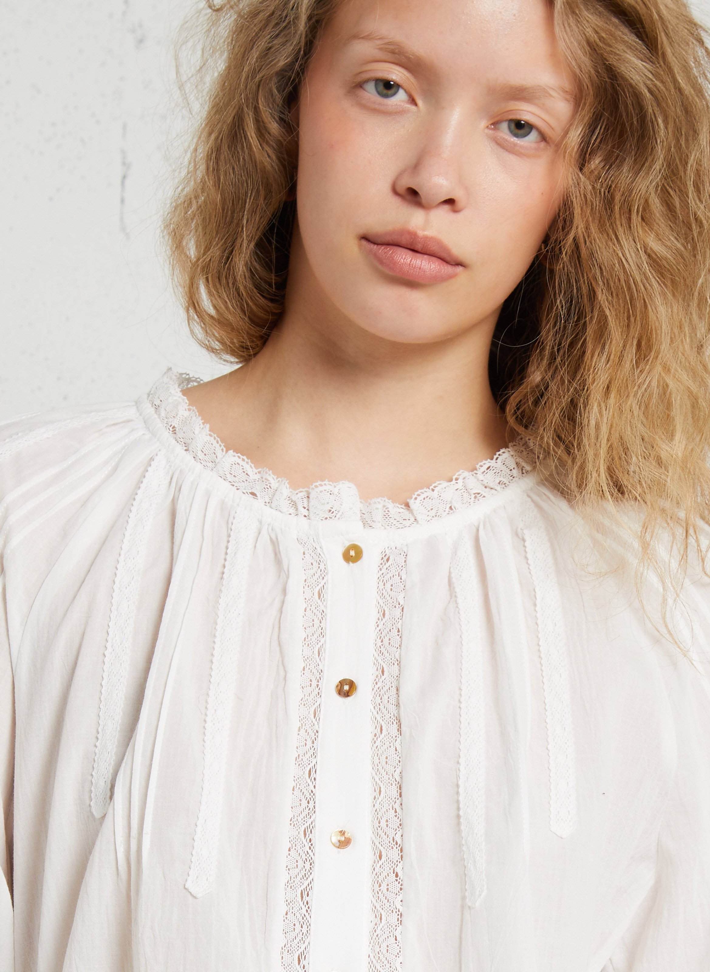 Blouse oversize col rond en coton THE KORNER Blanc