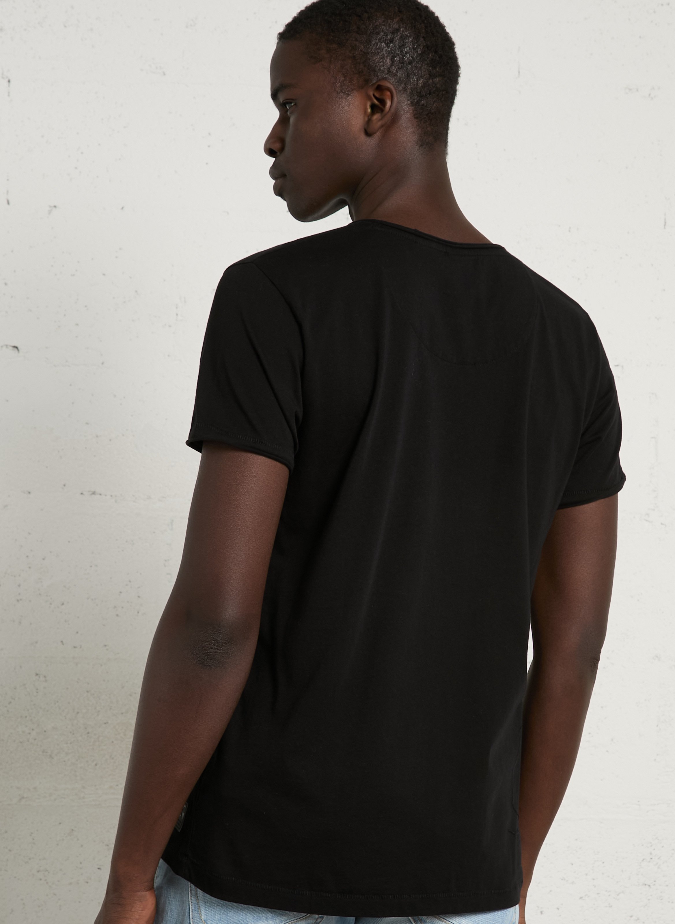 Tee-shirt col V en coton LE TEMPS DES CERISES Noir