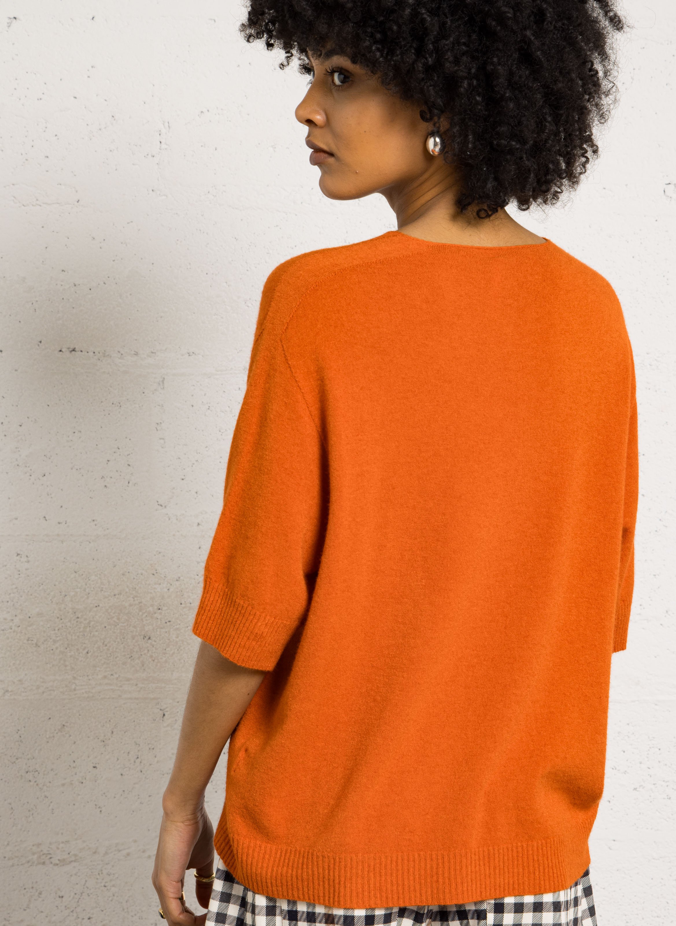 Pull col V ample manches 3/4 IMPERIAL Orange