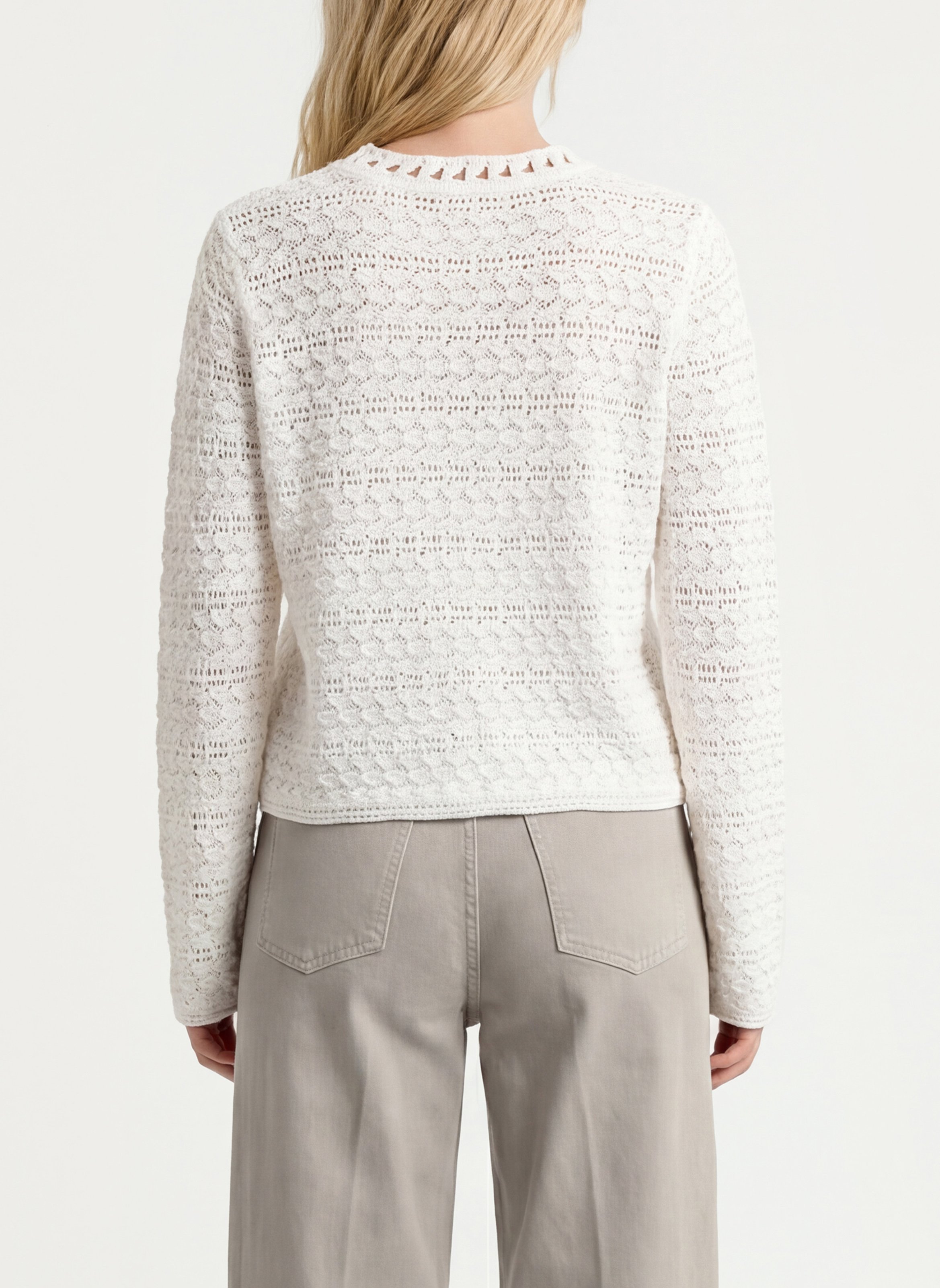 Pull droit en tricot fantaisie KOOKAI Blanc