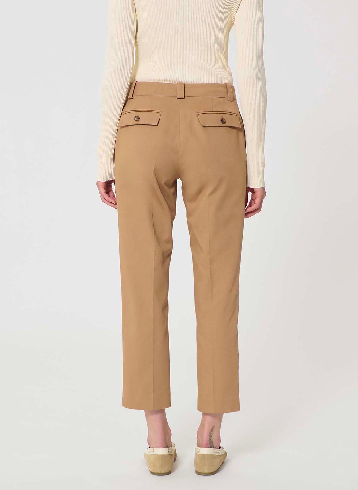 Pantalon ajusté en coton TARA JARMON Marron