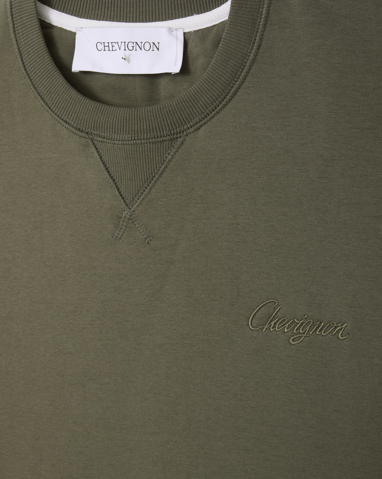 Sweat ample uni à broderie marque  CHEVIGNON Kaki