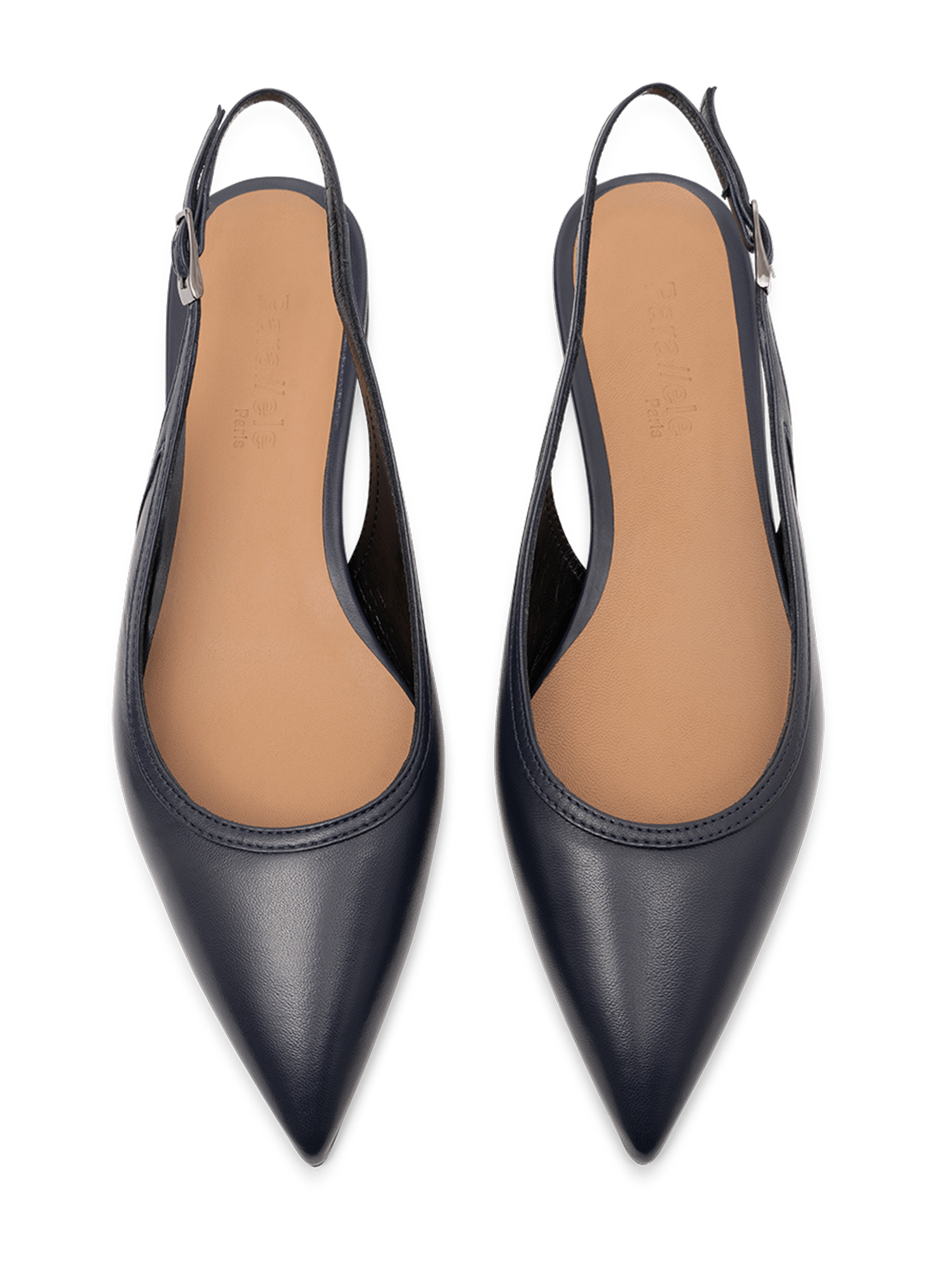 Navy nappa leather ballet flats PARALLELE PARIS Blue