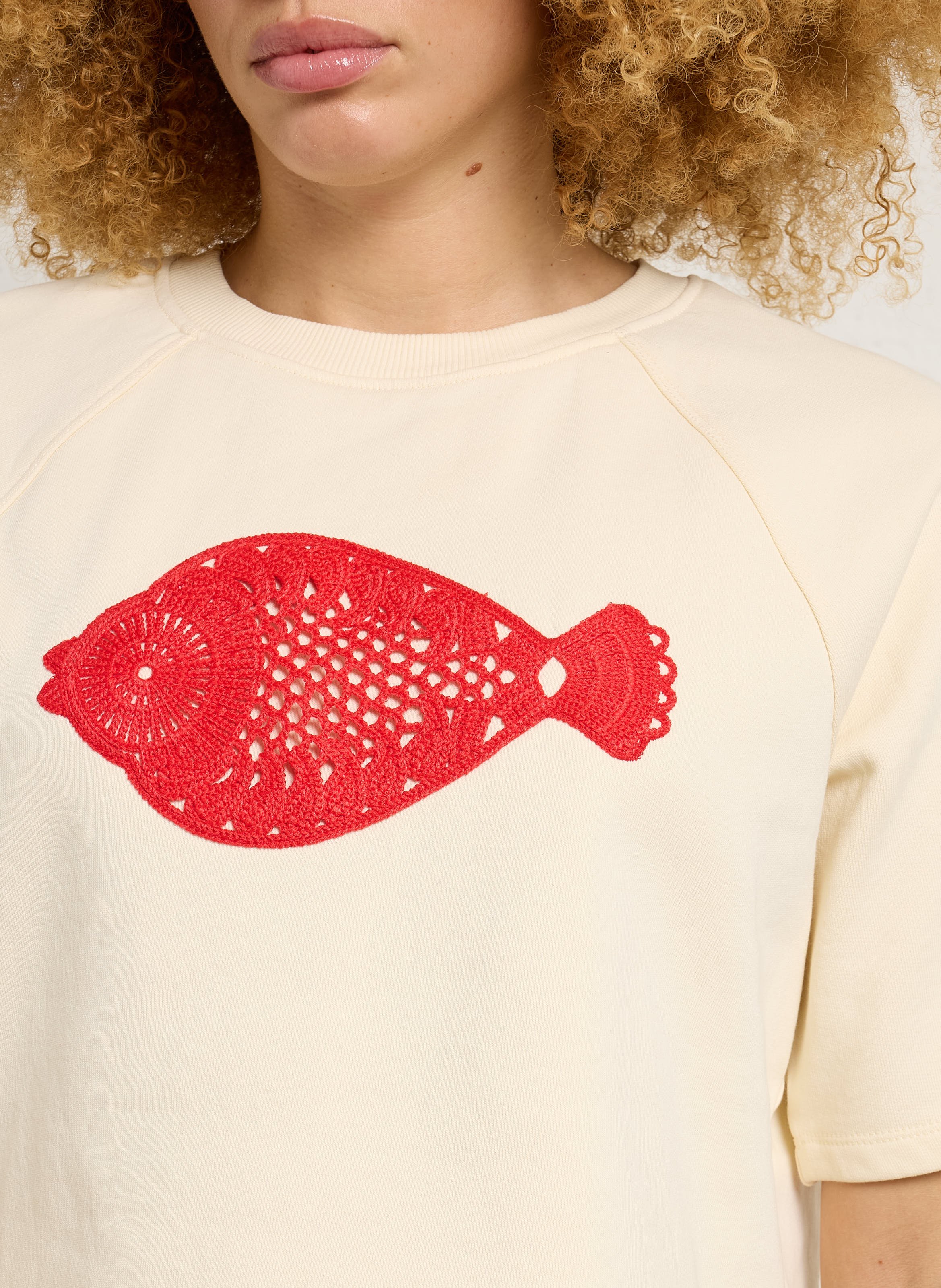 Oversized sweatshirt with sun embroideries FABIENNE CHAPOT White