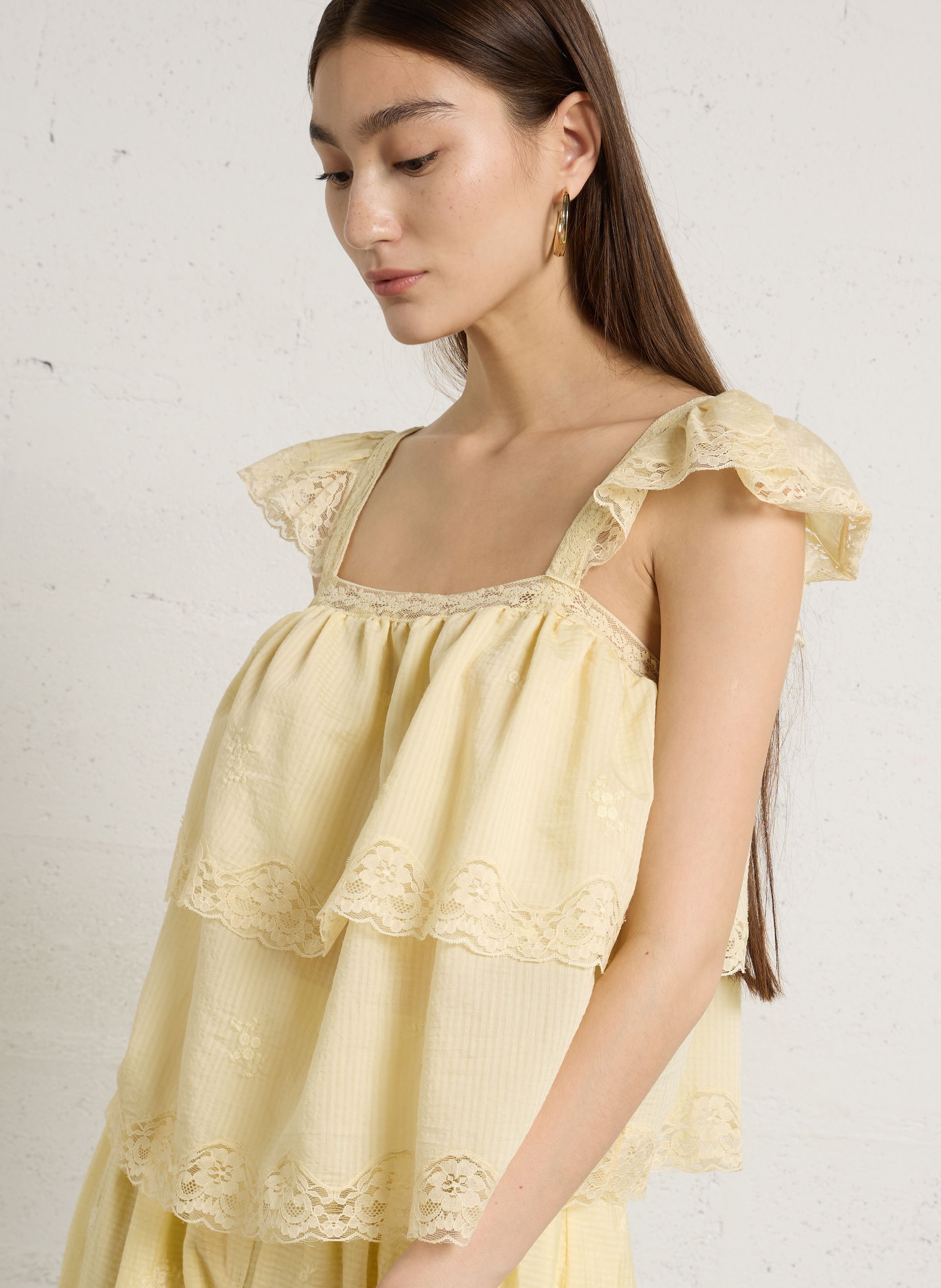 Top ample col carré BERENICE Jaune