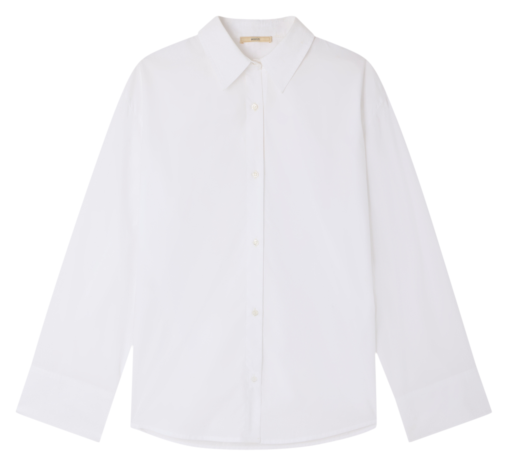 Straight cotton shirt | White SESSUN Women