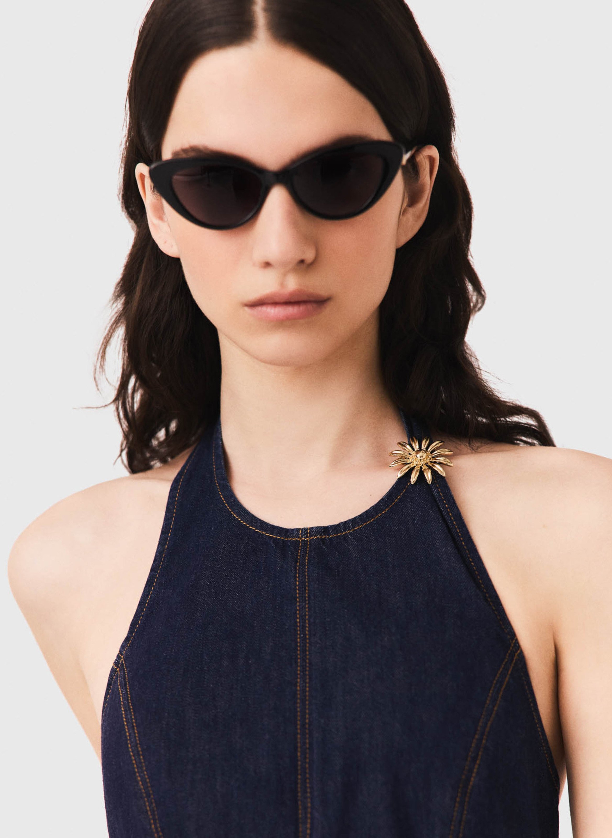Robe courte en jean à broche MAJE Bleu