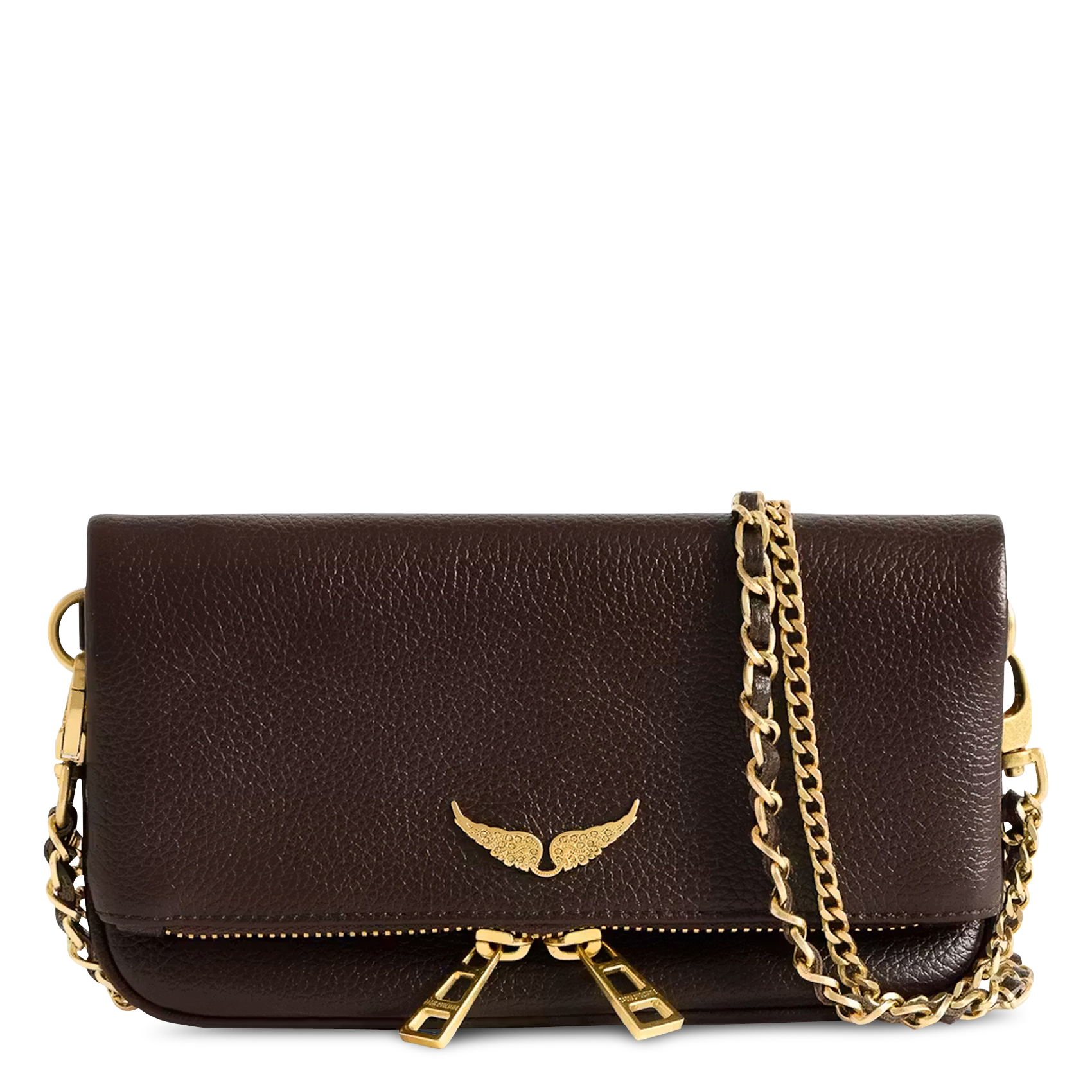 Pochette à rabat bandoulière en cuir ZADIG&VOLTAIRE Marron