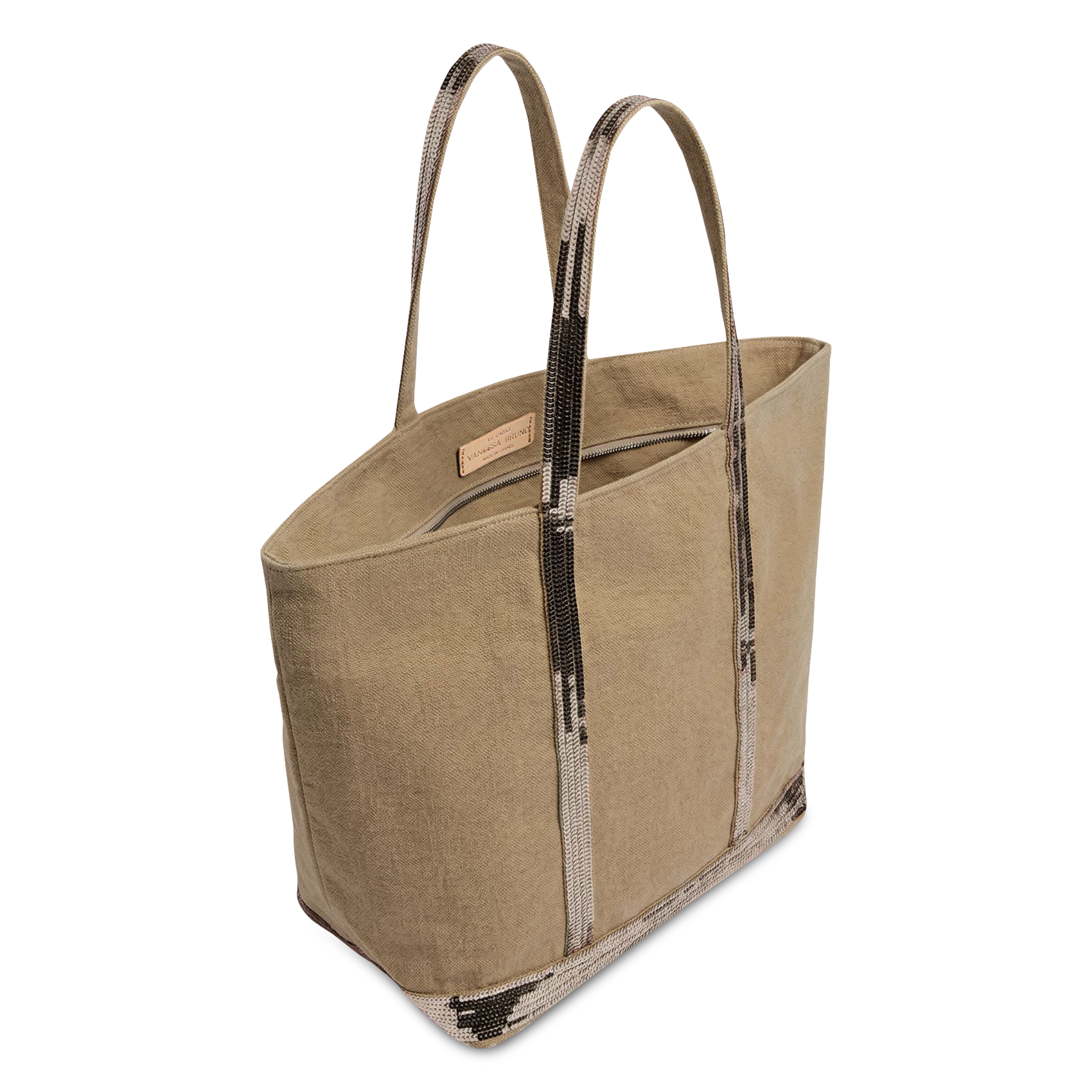 Sequin-embroidered linen tote bag | Beige VANESSA BRUNO Women