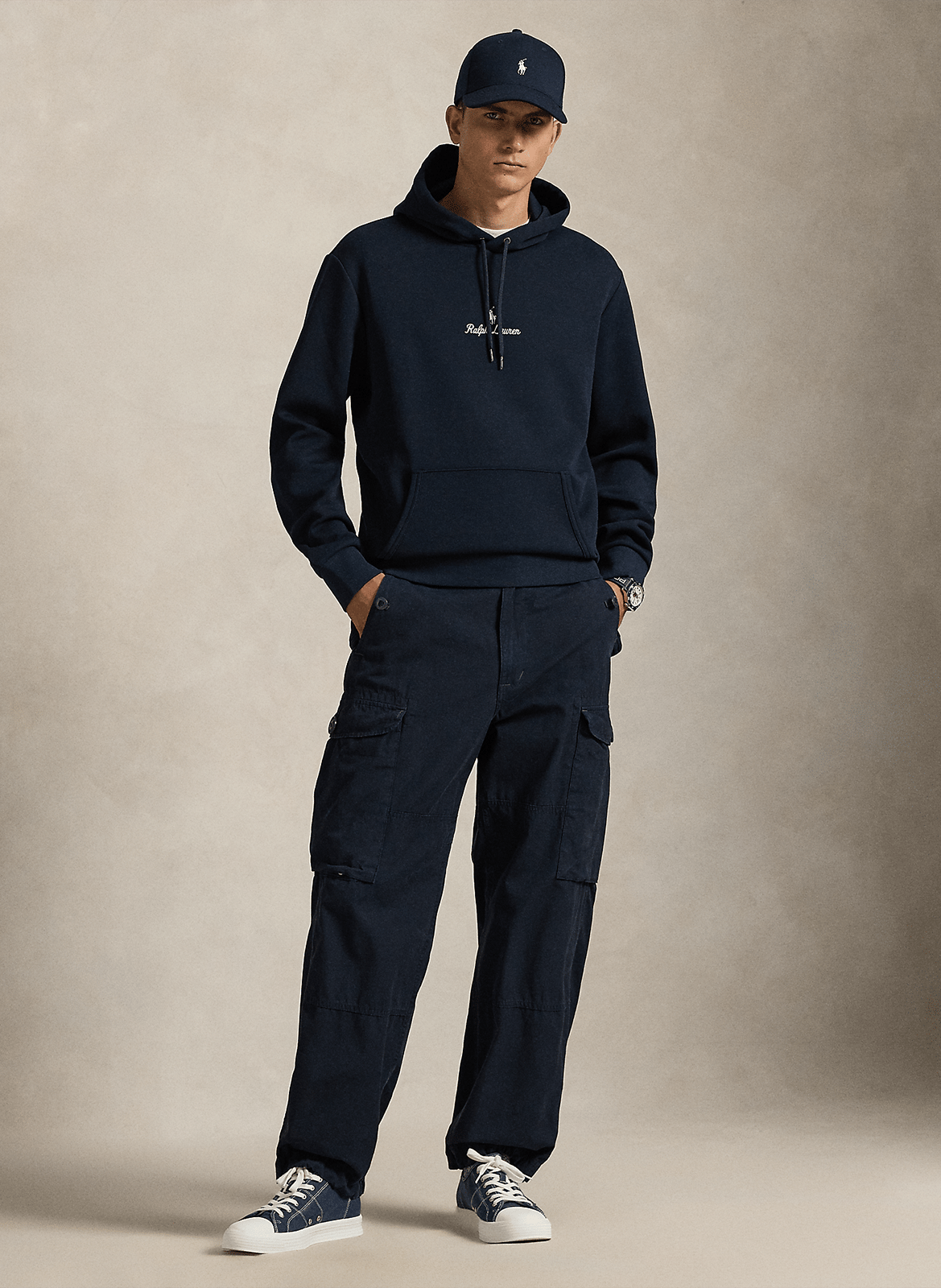 Sweat uni à capuche avec broderie POLO RALPH LAUREN Blauw