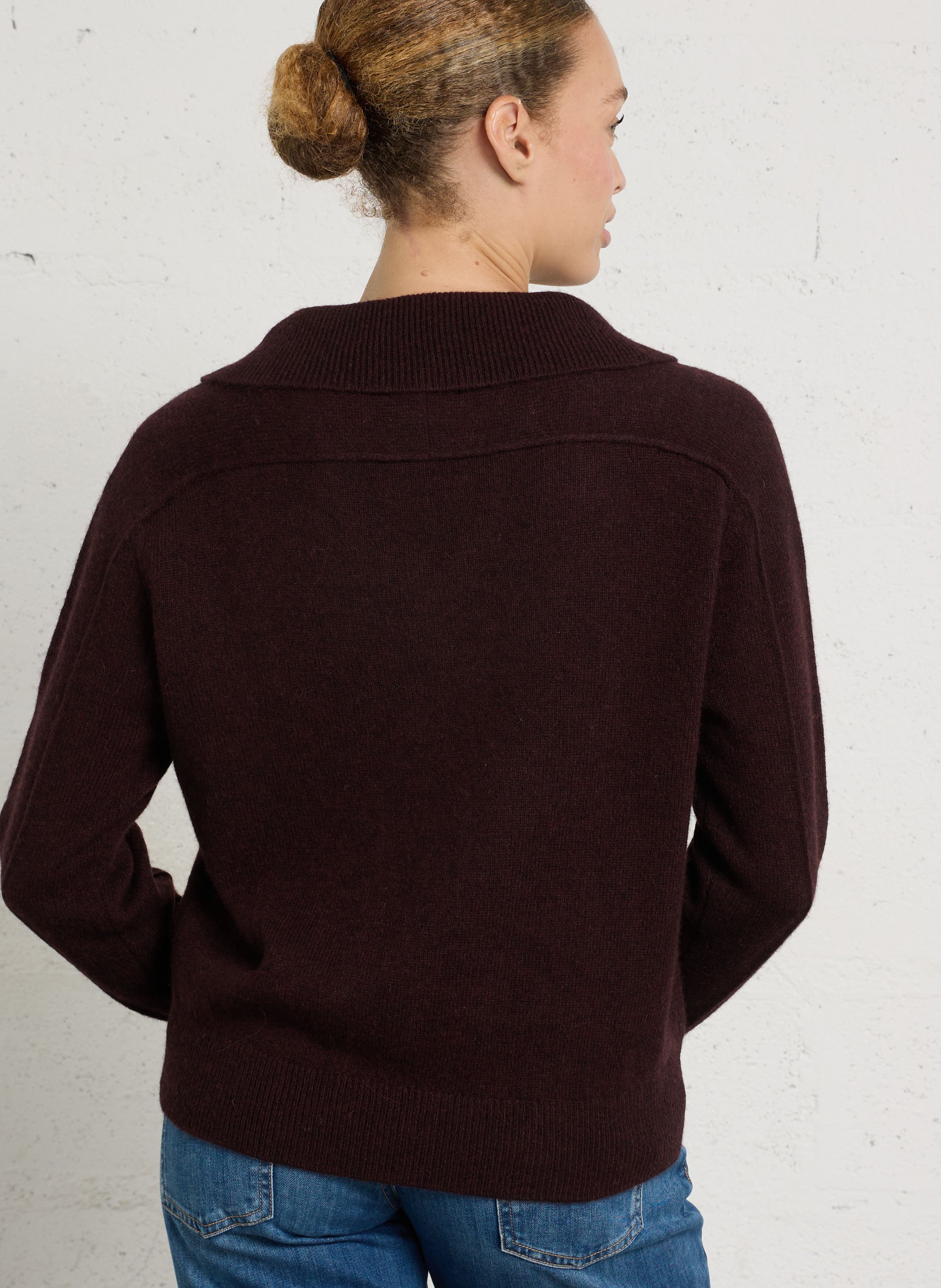 Pull droit à col chale en laine MAISON 123 Violet
