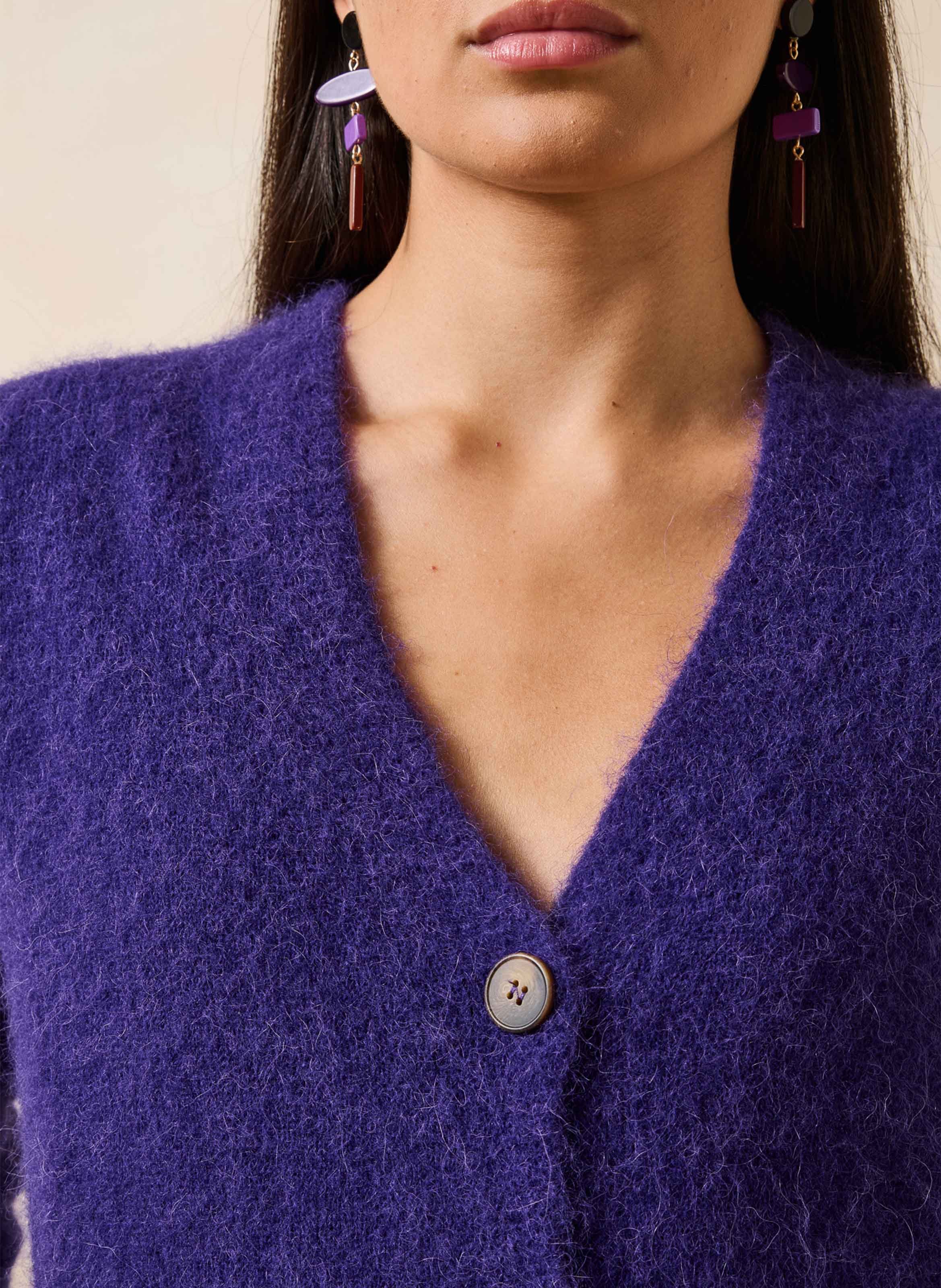 Oversized wool-blend cardigan LA FEE MARABOUTEE Purple