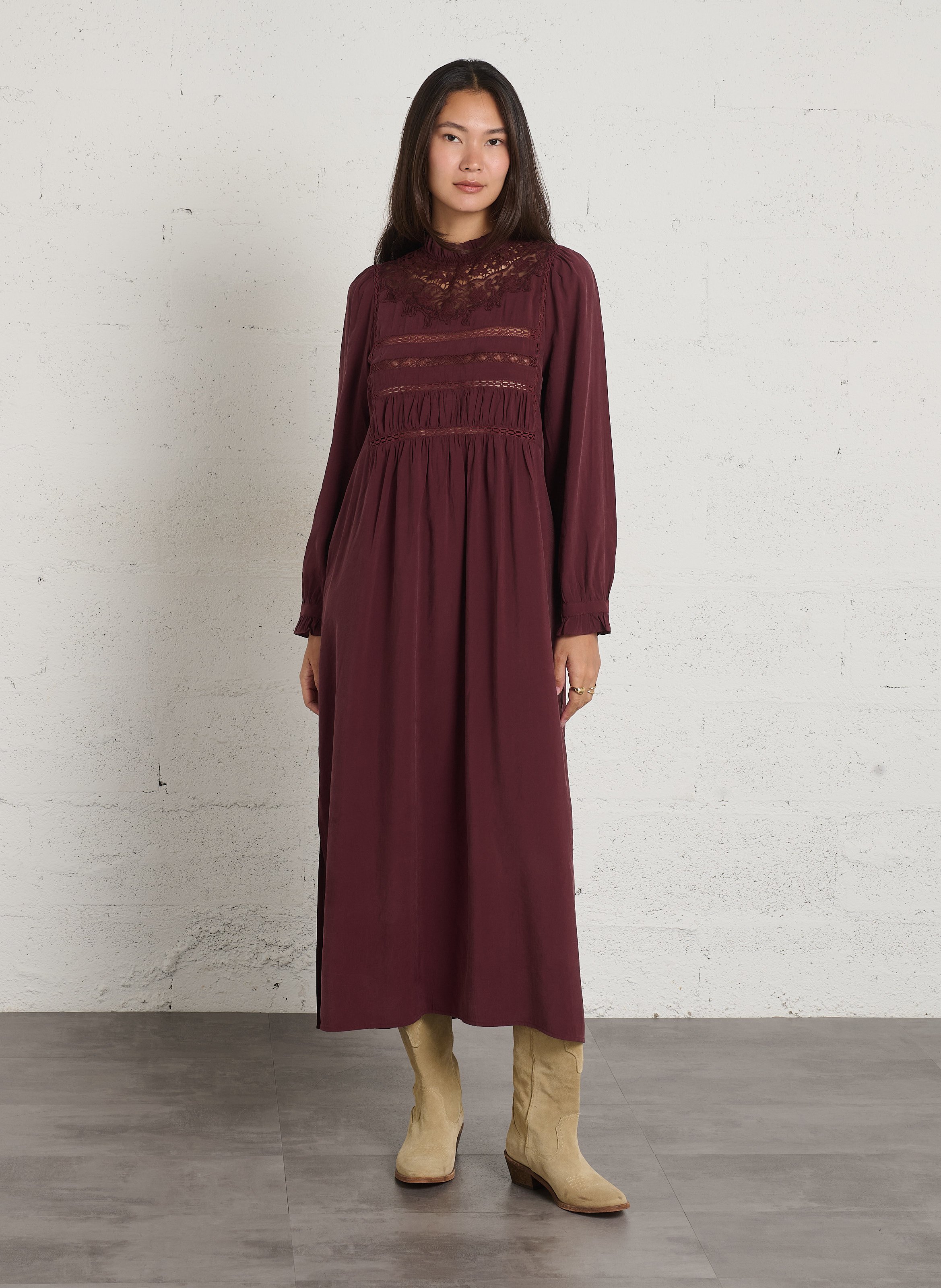 Robe longue brodée en coton mélangé  SEE U SOON Violet