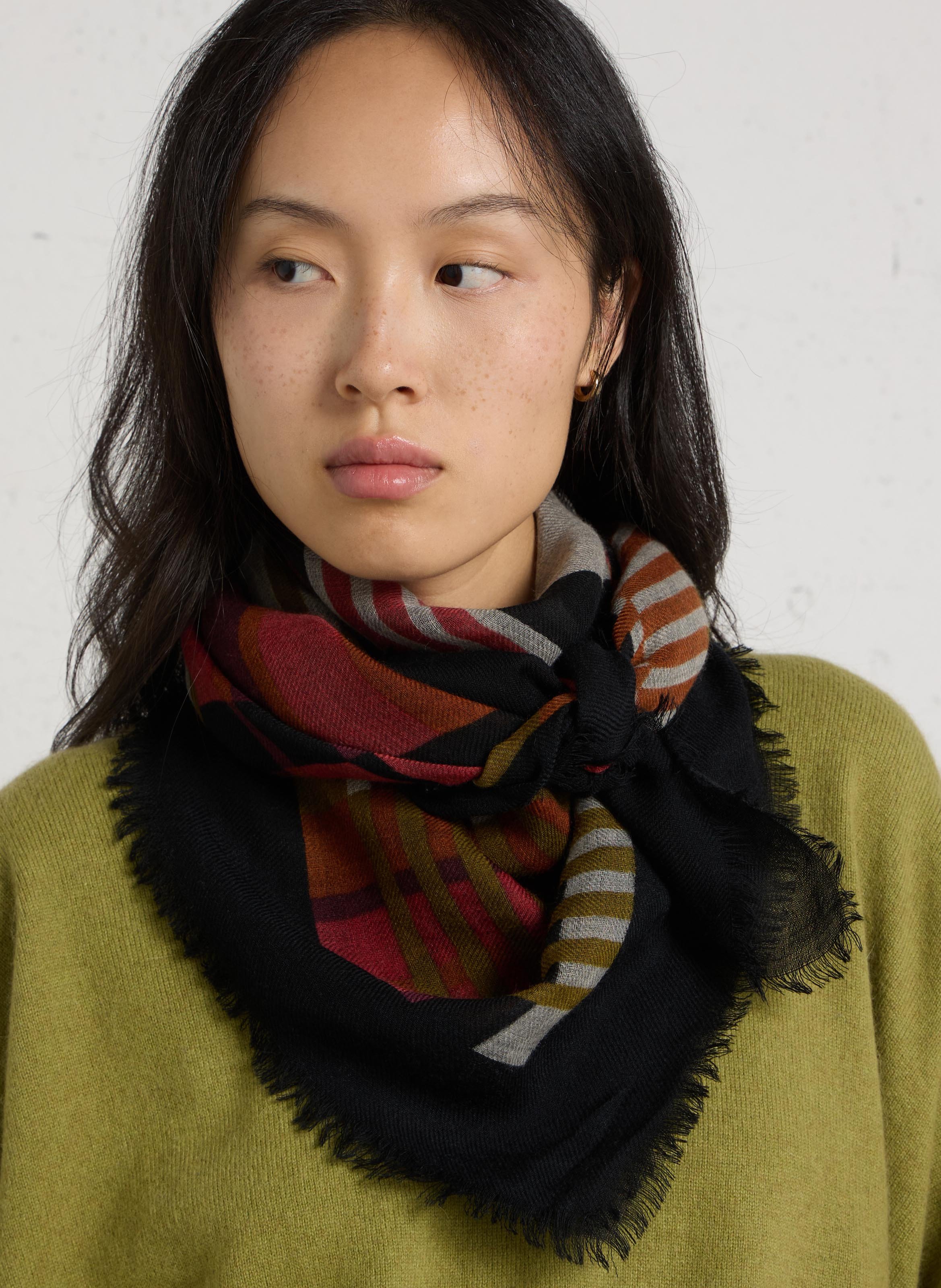 Printed wool scarf NICE THINGS Black