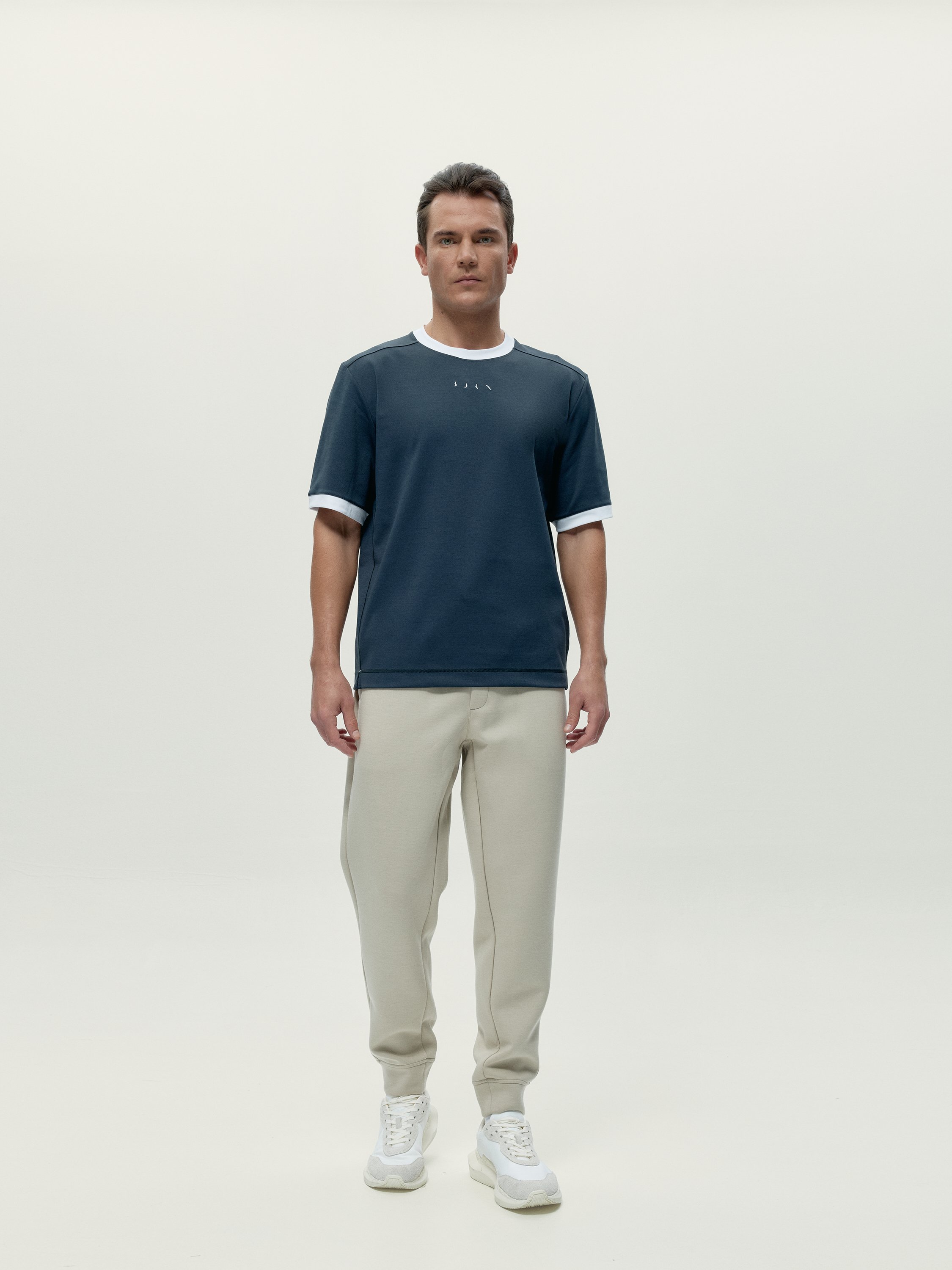 Men's sports T-shirt with short sleeves and oversized fit BORN Grey