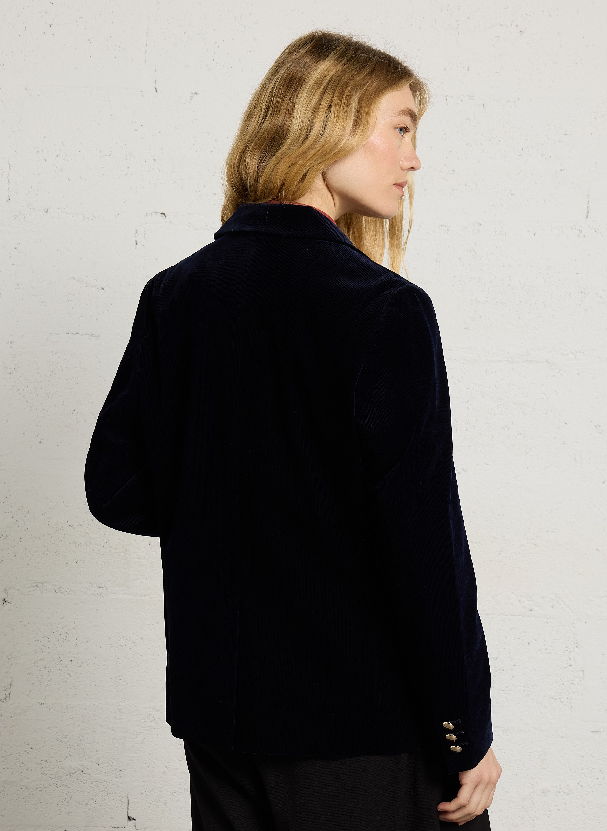 Blazer mit Rippenmuster aus Samteffekt PETITE MENDIGOTE Blau