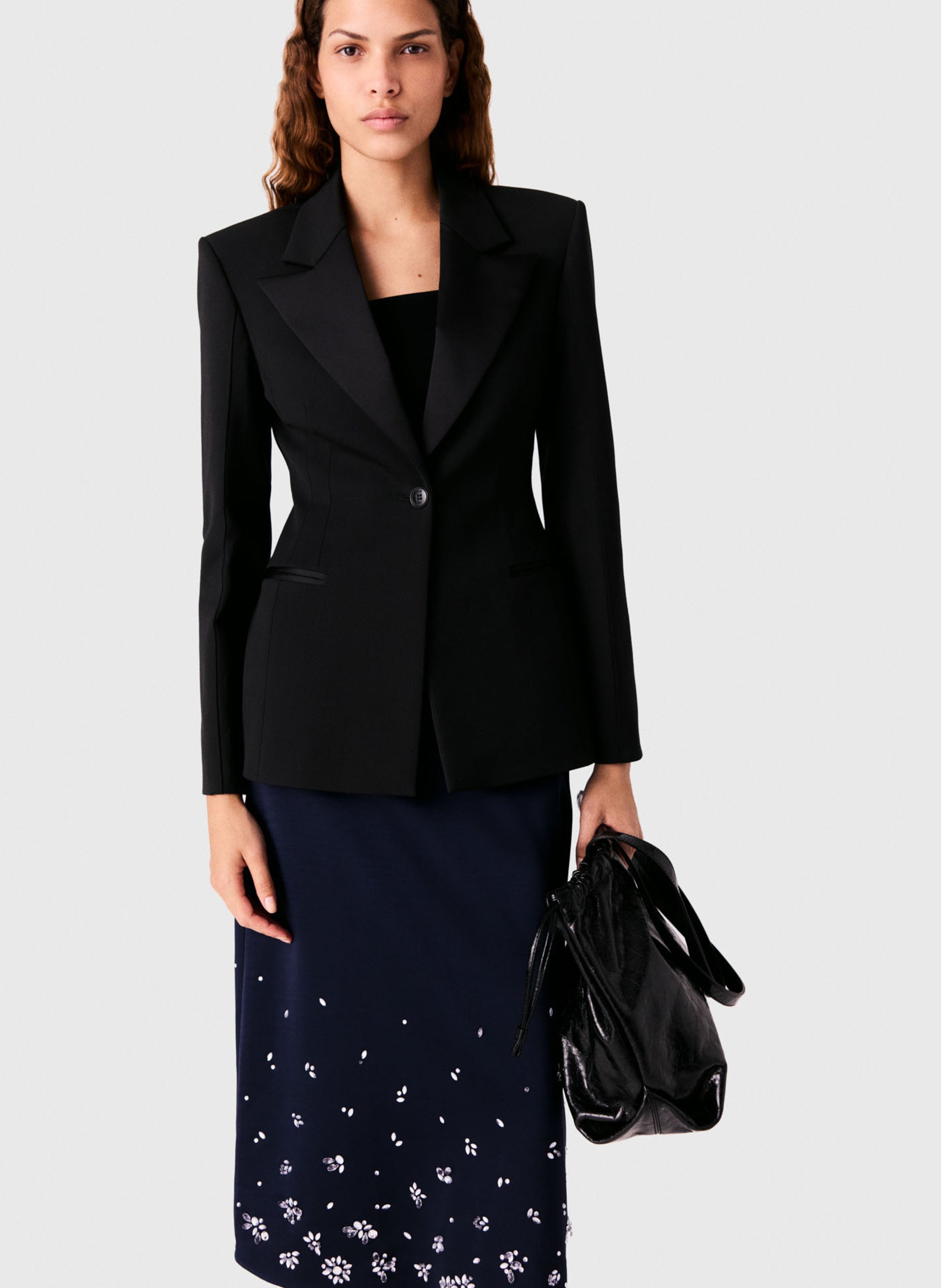 Fitted jacket with tailored collar MAJE Black