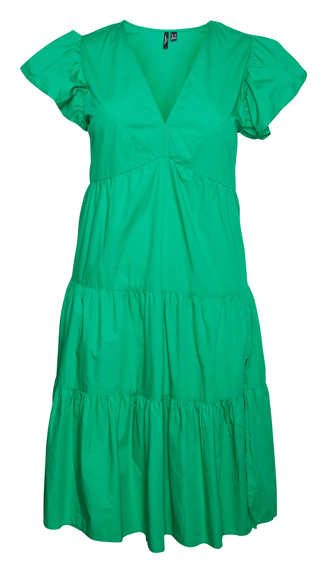 Flared cotton V-neck midi dress VERO MODA CURVE Green