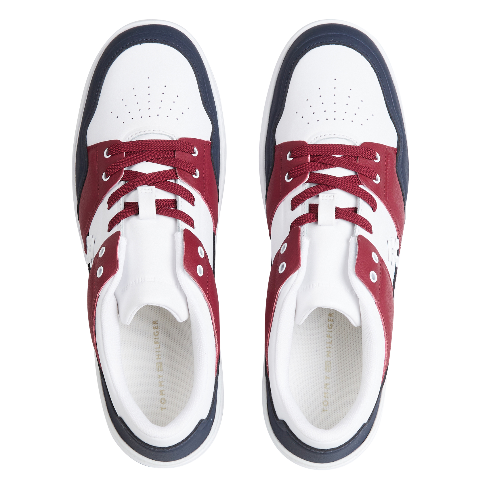 Low-top mixed leather trainers TOMMY HILFIGER Blue
