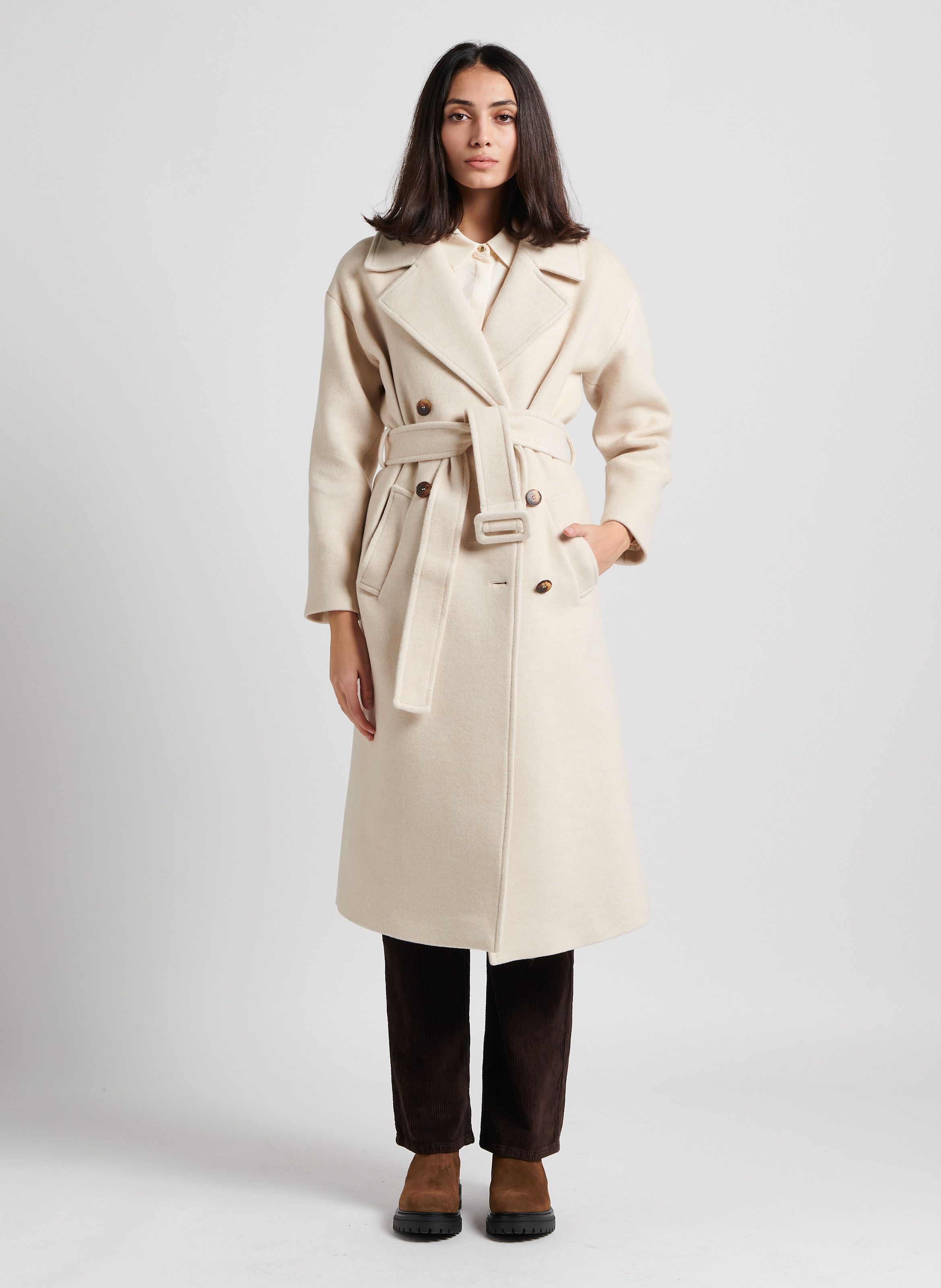 Manteau Col Tailleur En Laine Melangee Matis Naturel Maison 123 Femme 6542619 06 NATUREL Place des Tendances Suisse