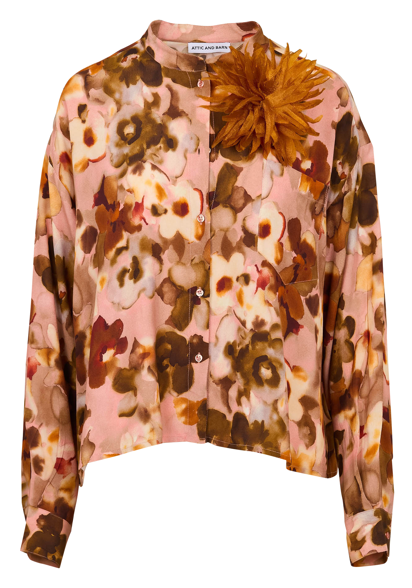 Camisa holgada de cuello redondo ATTIC AND BARN Rosa