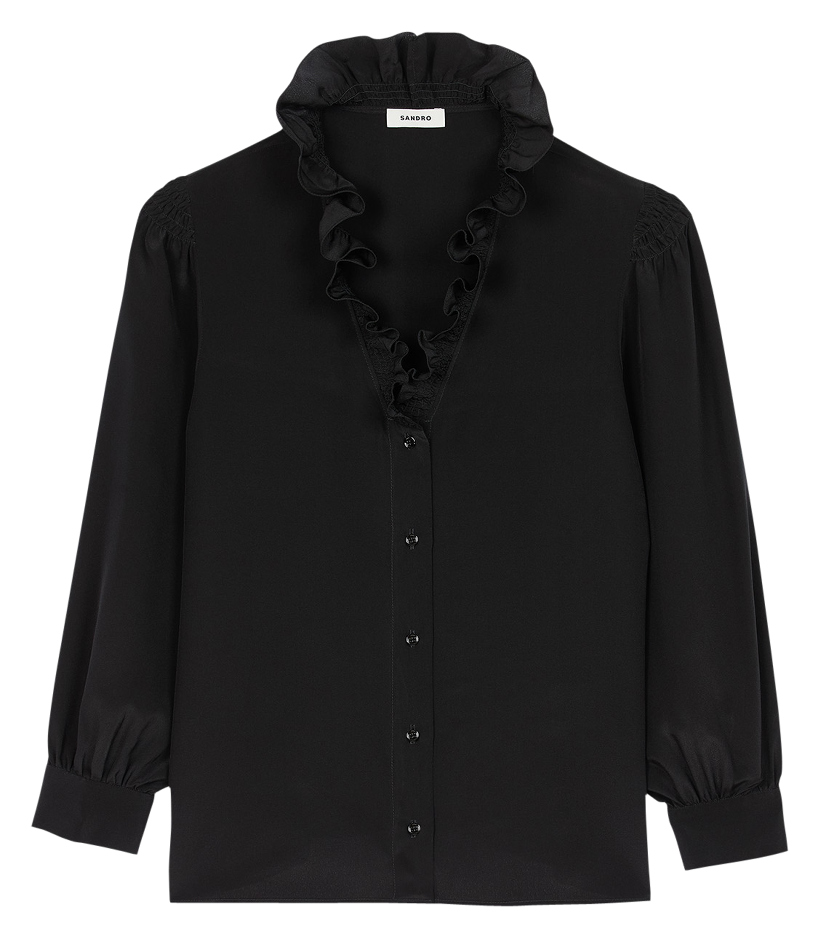 Rechte zijden blouse met V-hals SANDRO Zwart