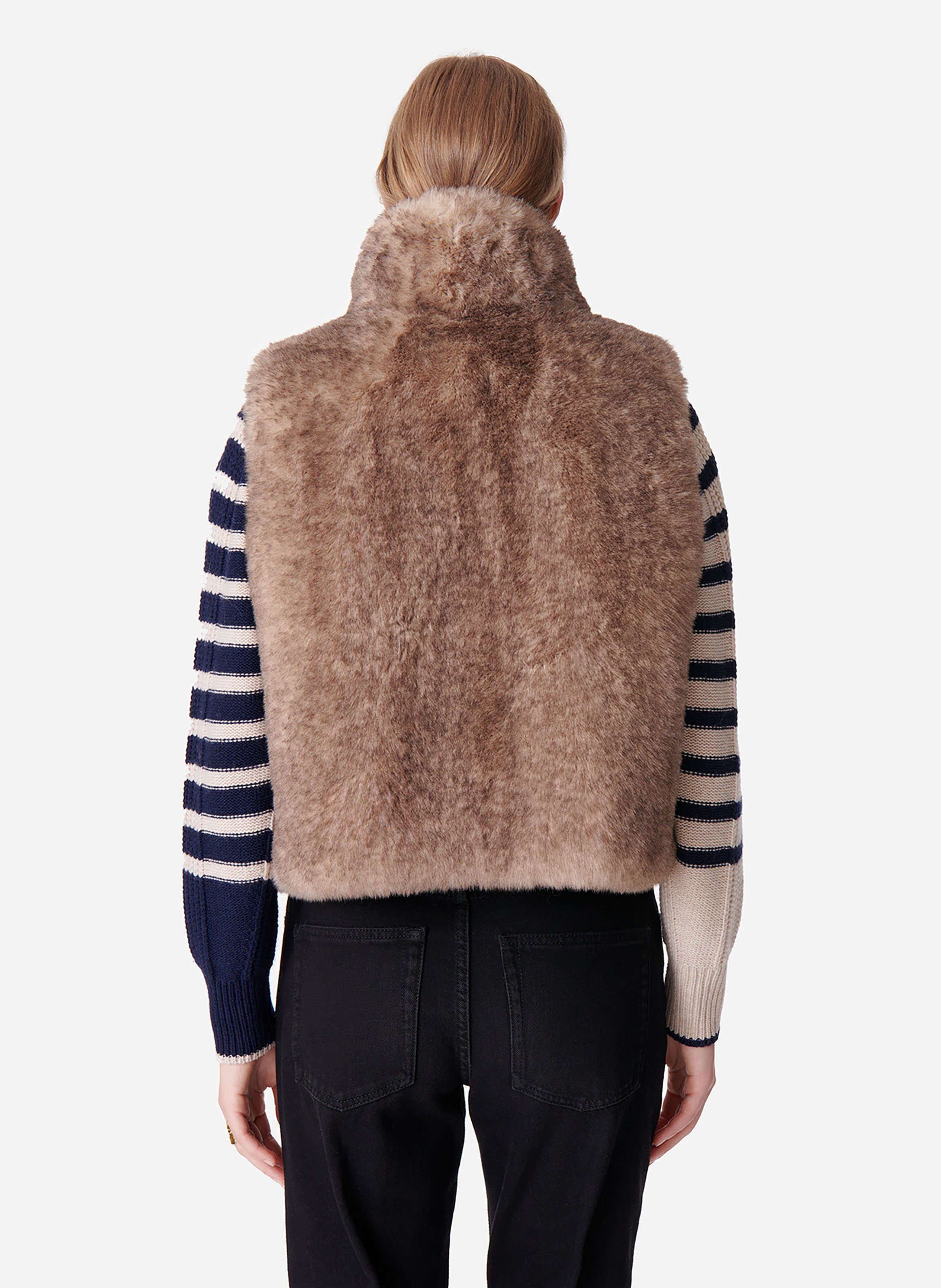 Veste sans manches effet fourrure VANESSA BRUNO Beige