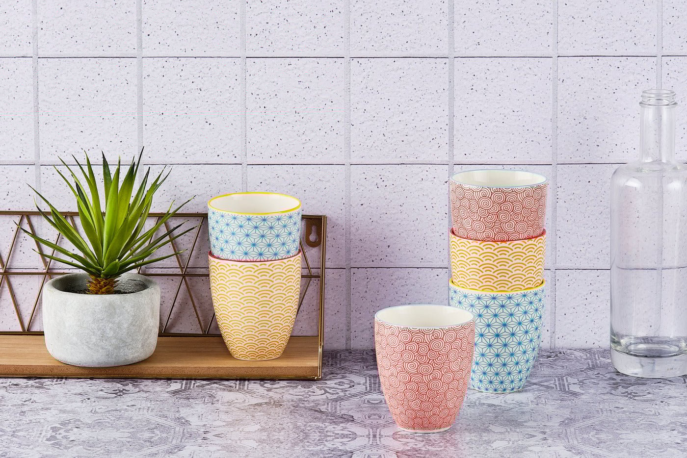 Pattern 30 cl mug - 6 pieces - dark blue BJORN Blue