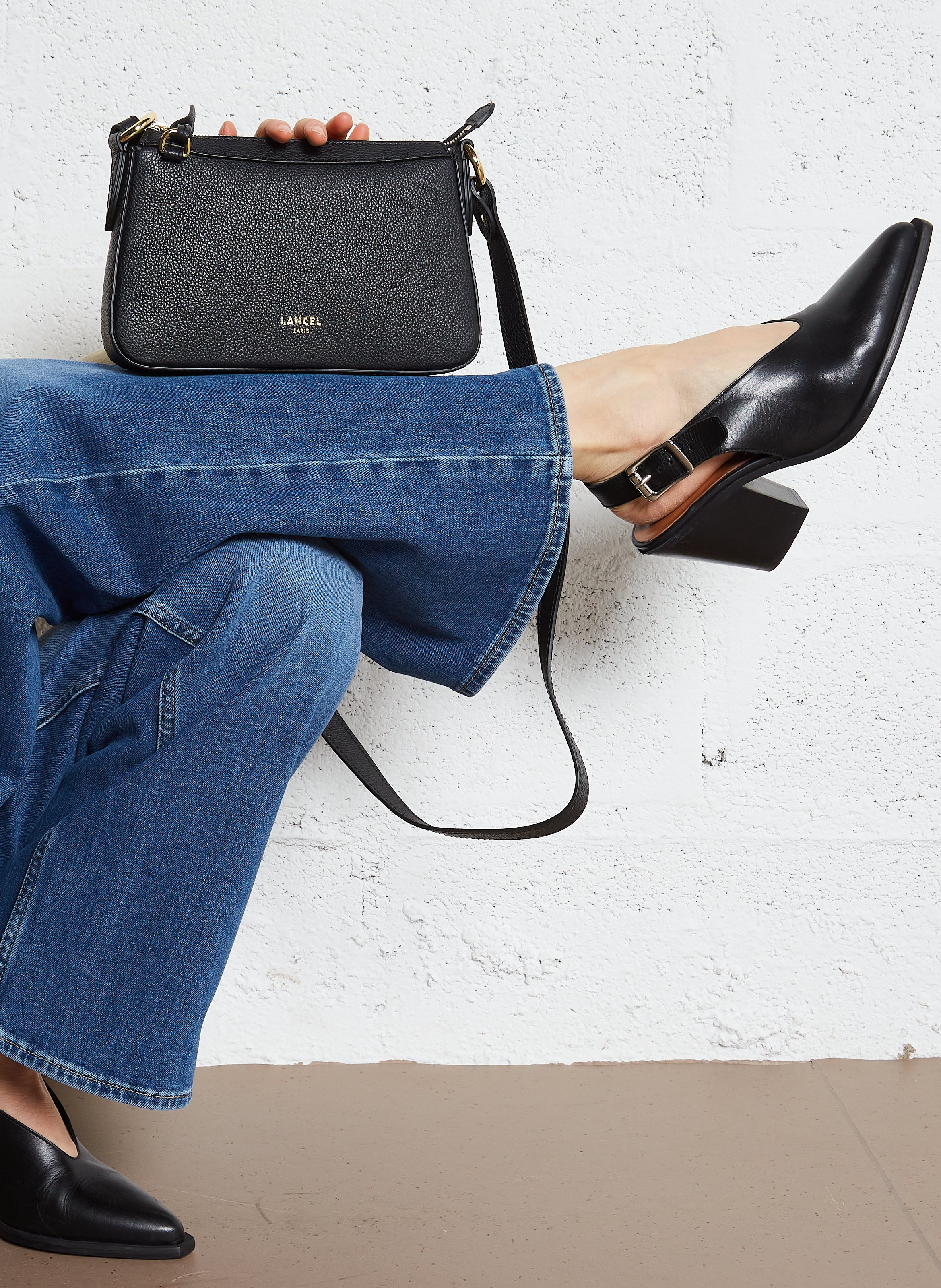 Sac bandoulière en cuir LANCEL Noir