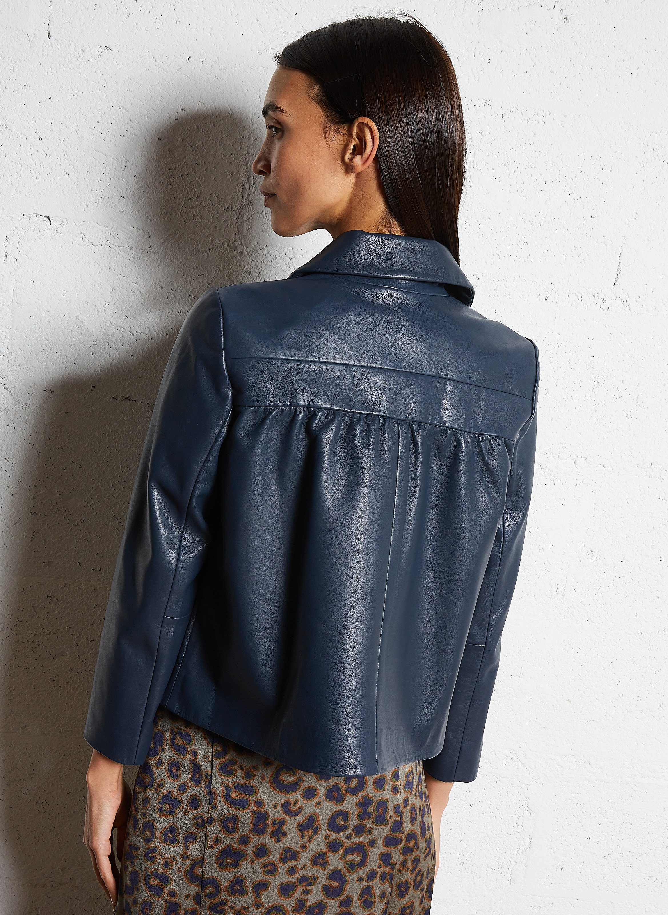 Leather shirt collar jacket BA&amp;SH Blue
