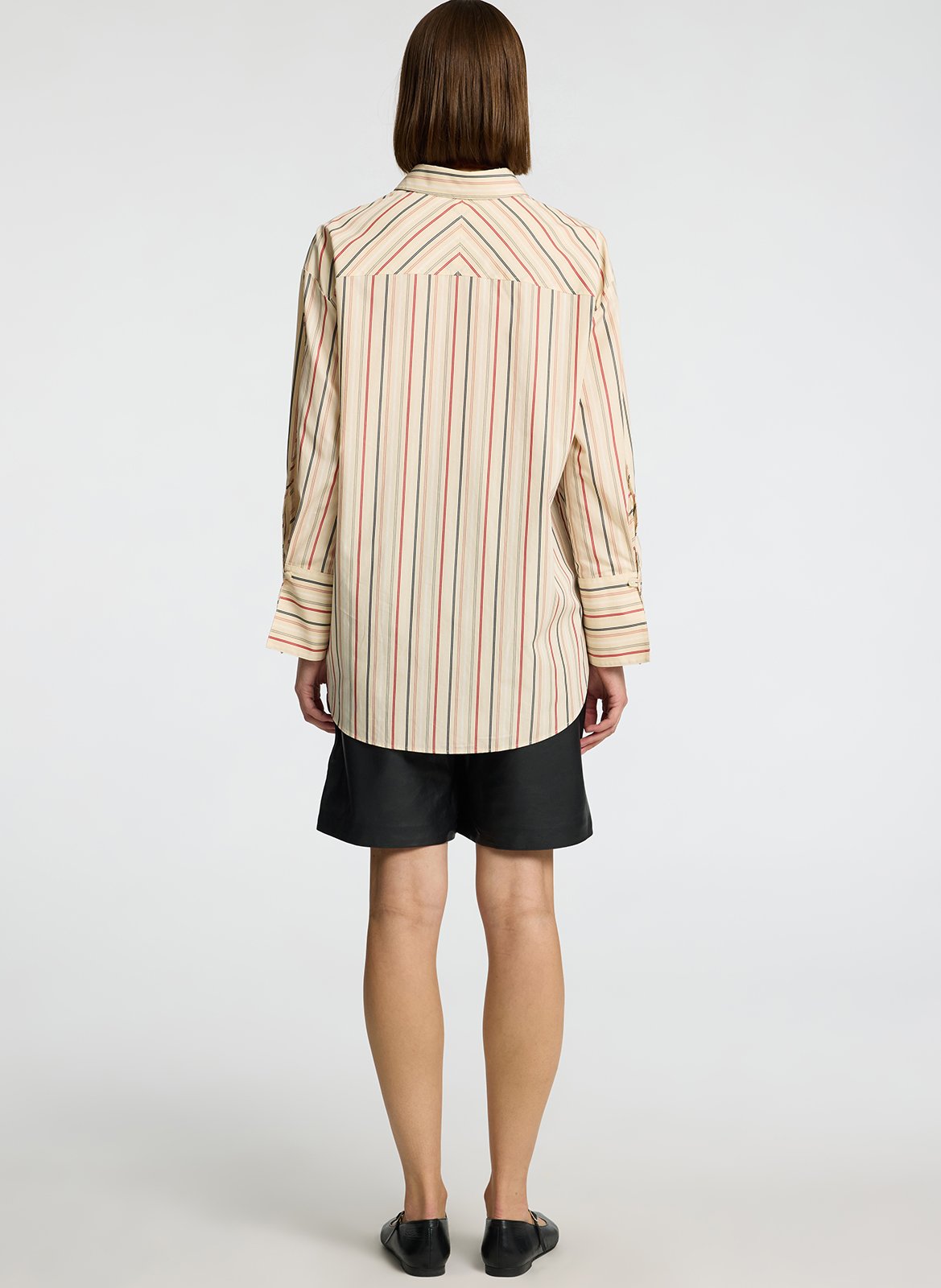 Celena striped cotton oversized shirt SELECTED Beige