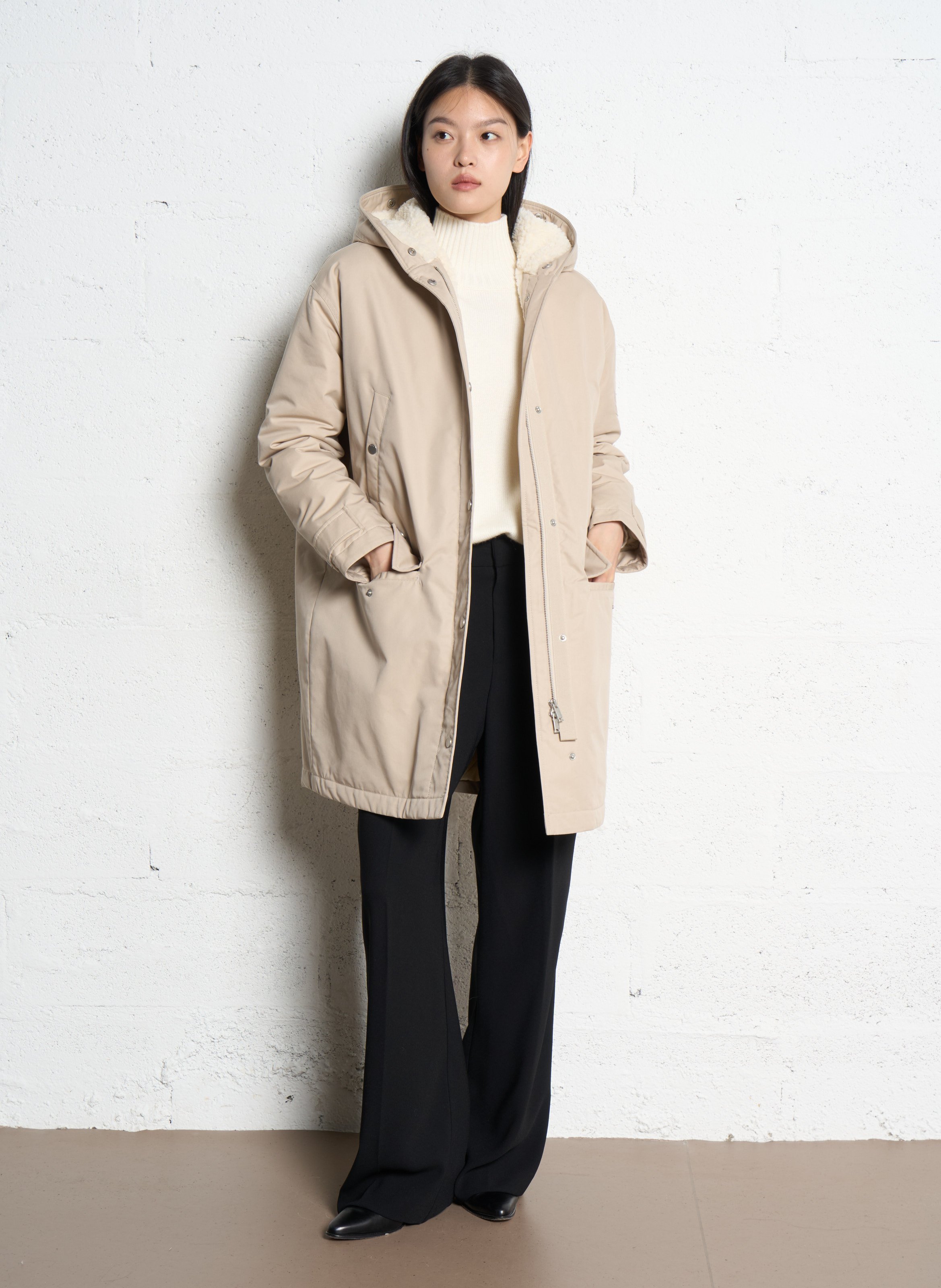 Oversized cotton blend parka IKKS Beige