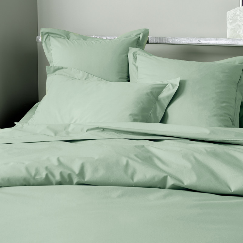 Combed cotton percale flat sheet "Julian" all sizes pure cotton COTON PUR Green