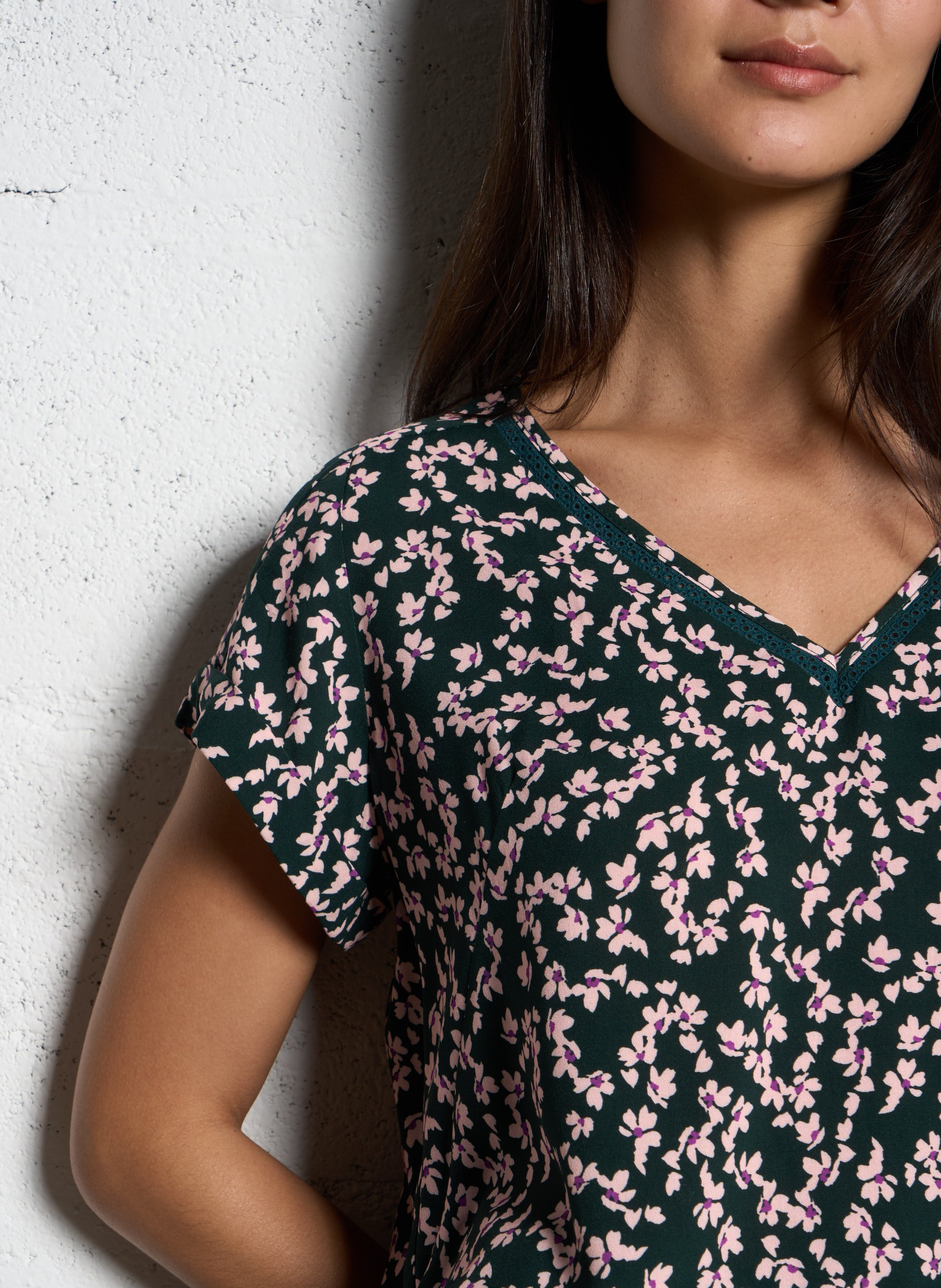 Zijden bedrukte T-shirt ONE STEP Groen