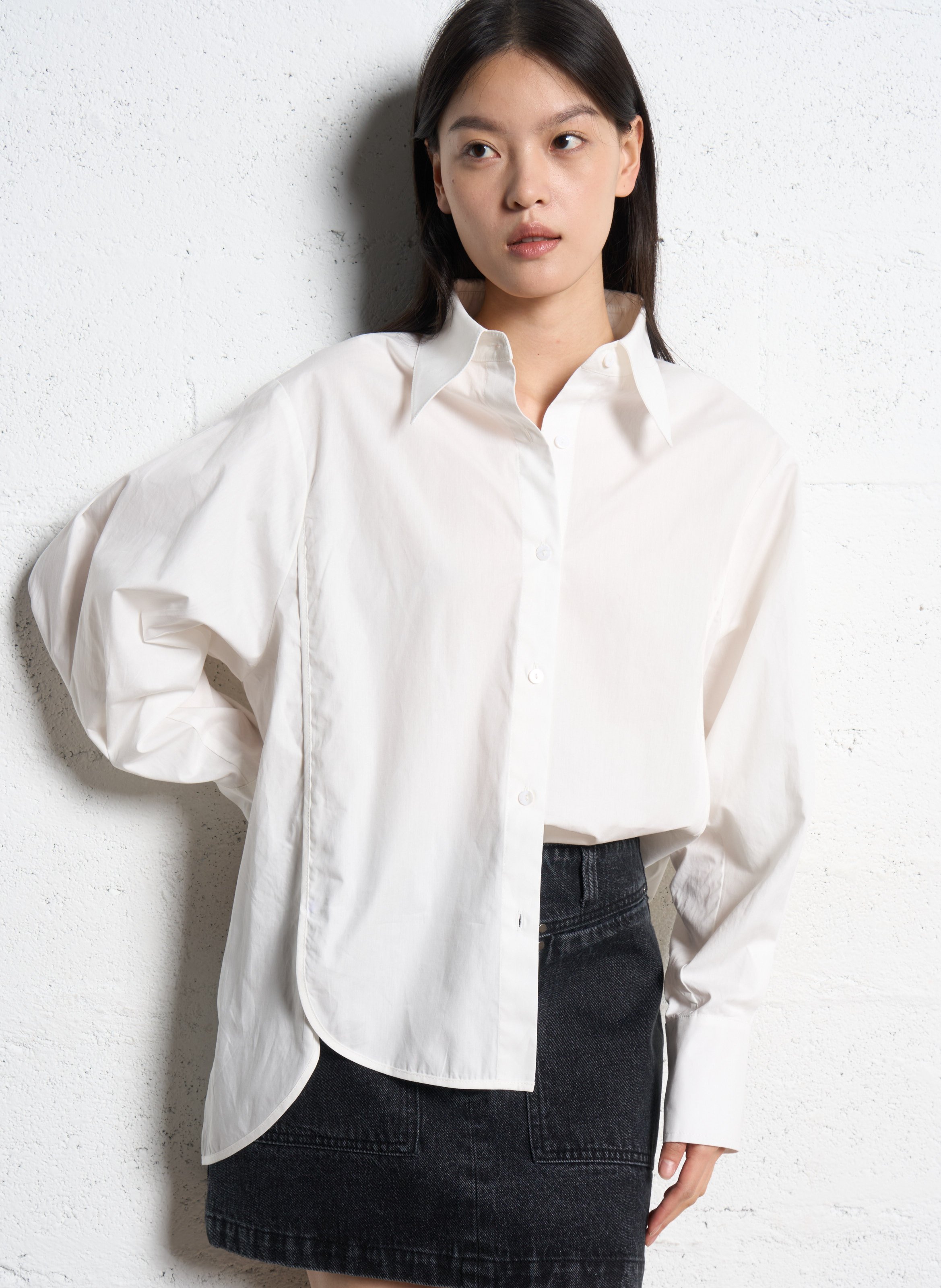 Organic cotton shirt with classic collar SUNCOO White