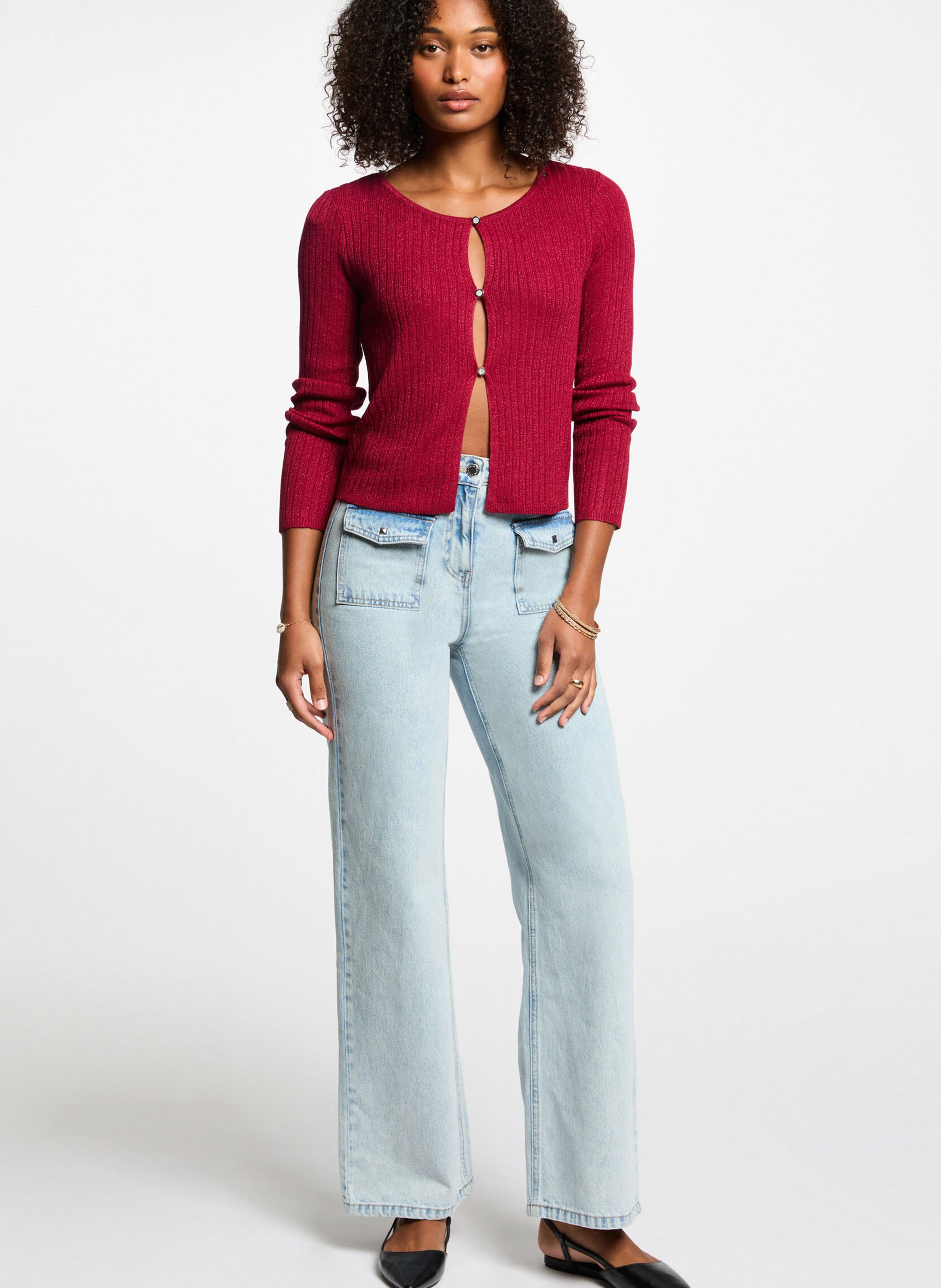 Strickjacke mit Rundhalsausschnitt MORGAN Rot