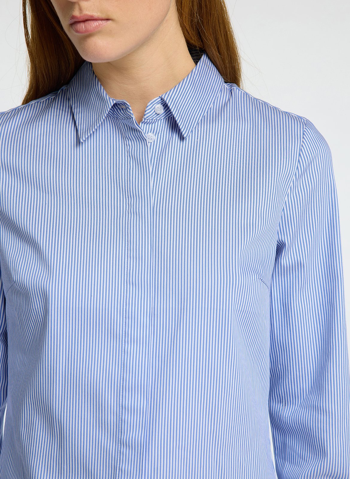 Organic cotton-blend shirt with classic collar SELECTED White