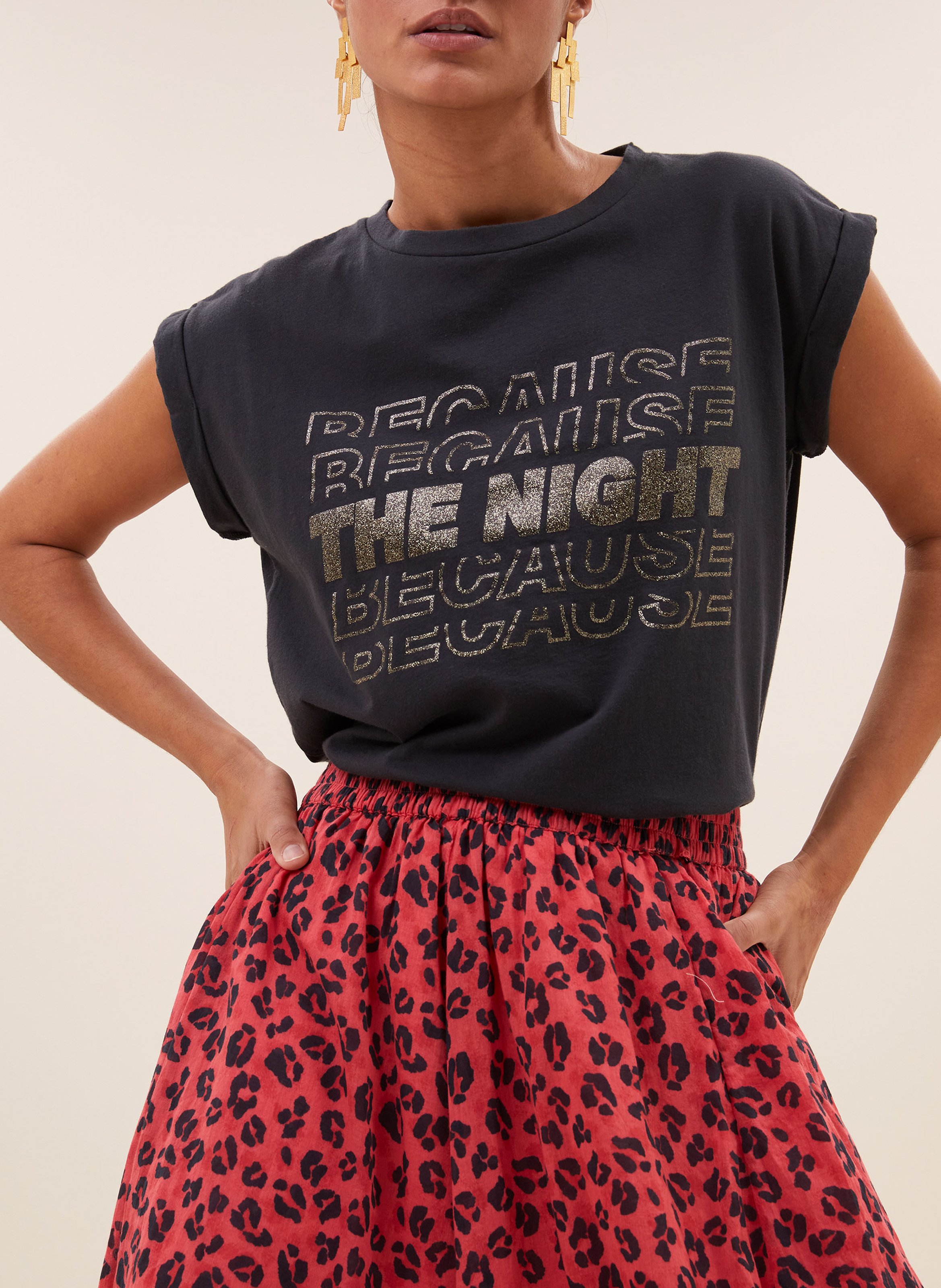 Short-sleeved top in organic cotton BY BAR Black