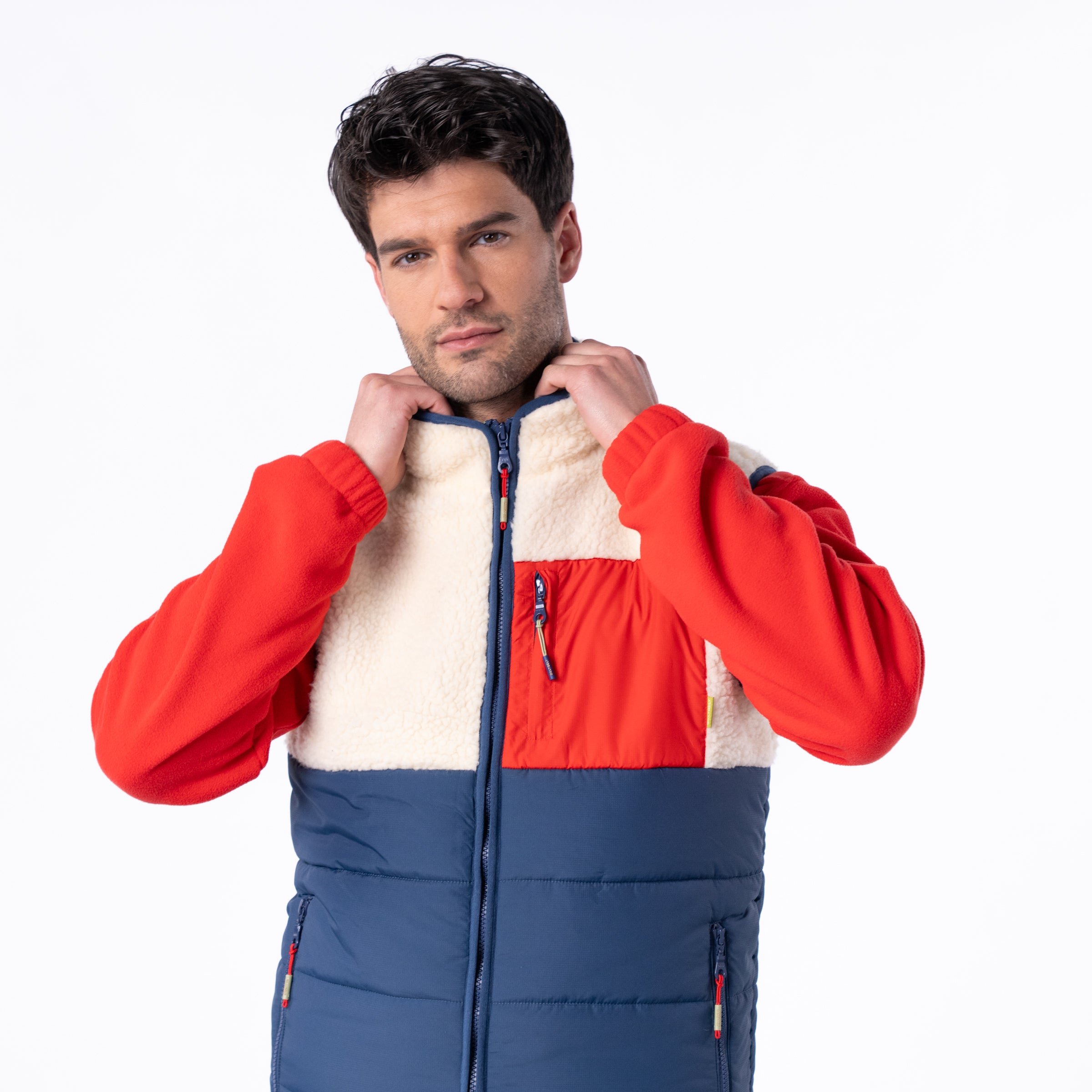 Sherpa sleeveless bi-material jacket BILLYBELT Beige