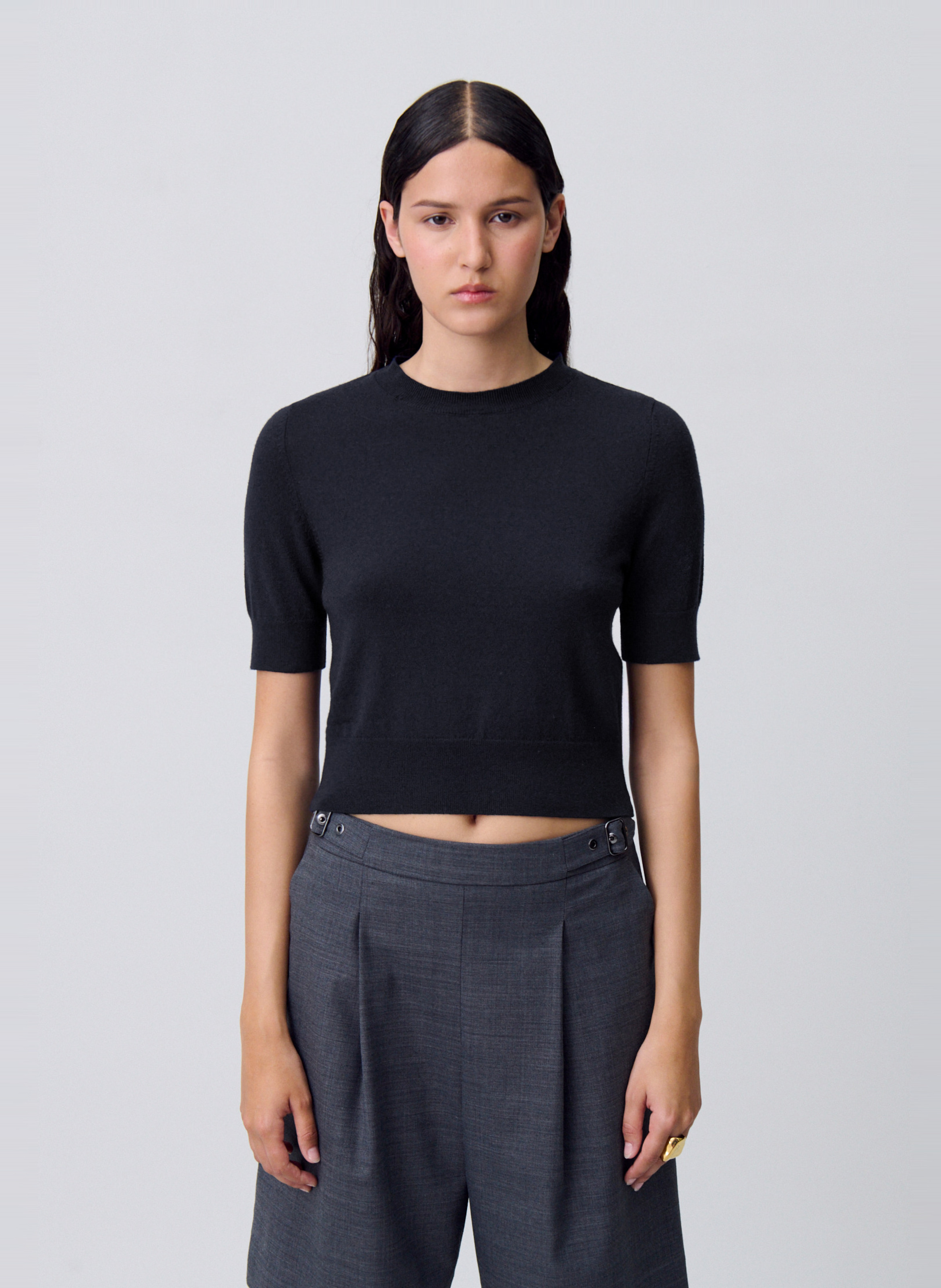 Pull manches courtes en maille fine CLAUDIE PIERLOT Bleu